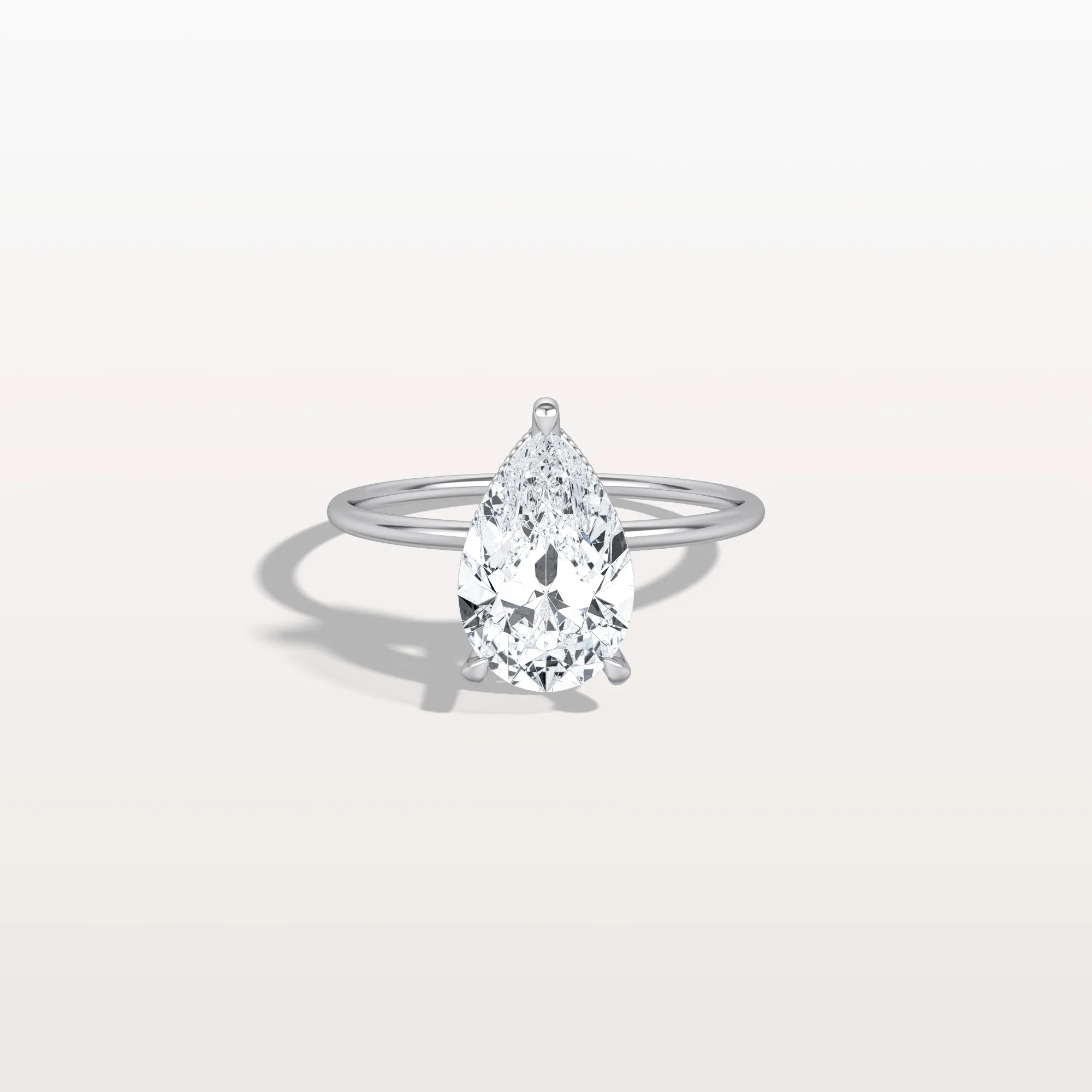 Elora丨Hidden Halo 2CT Pear Lab Diamond Ring with Basket Setting - Image 9