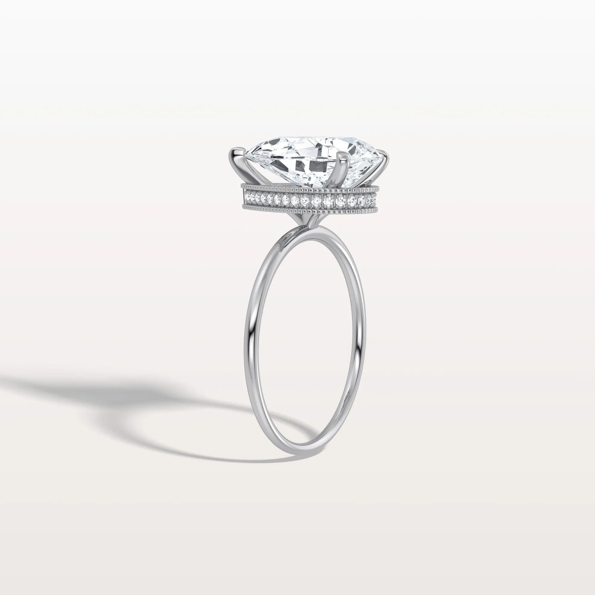 Elora丨Hidden Halo 3CT Pear Lab Diamond Ring with Basket Setting - Image 14
