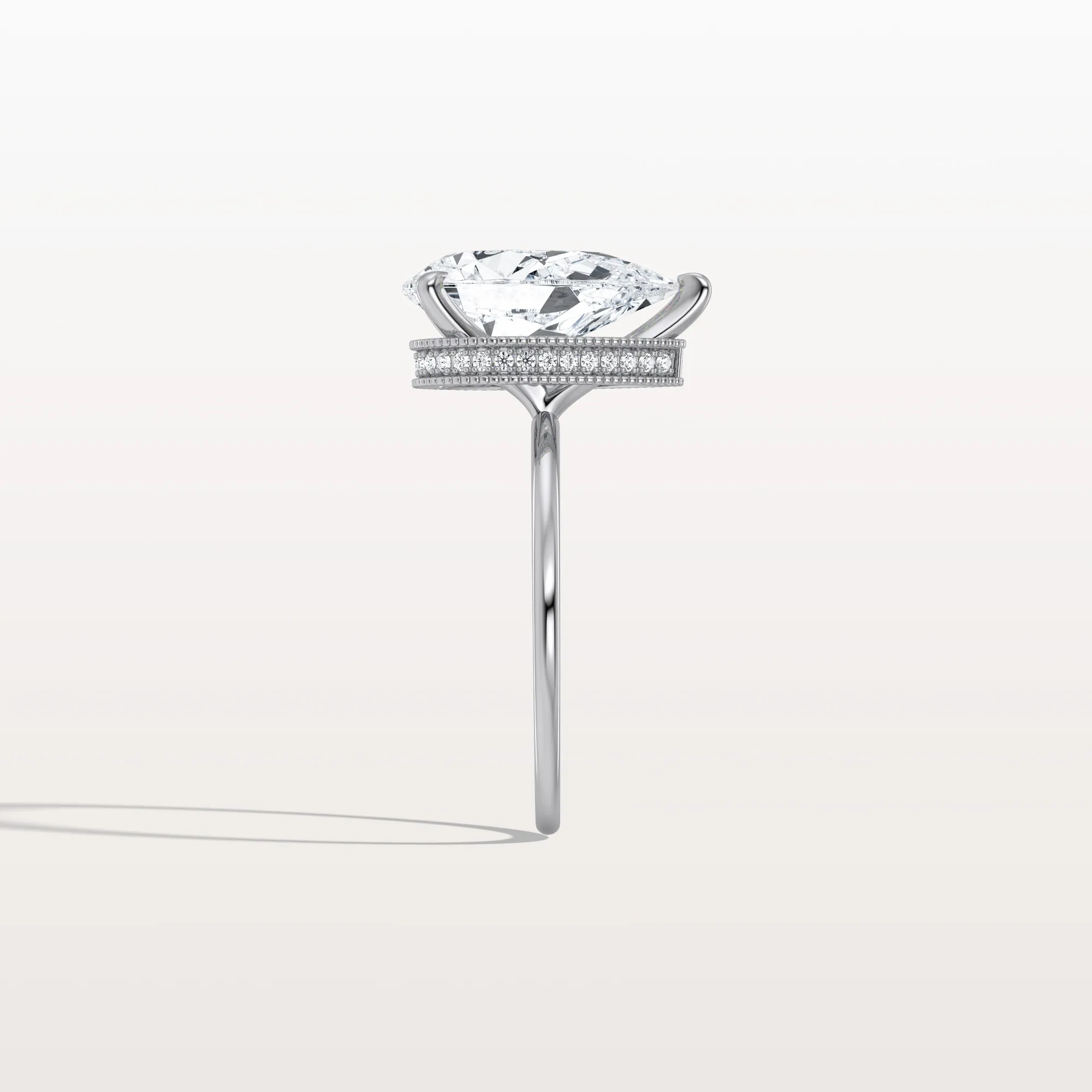 Elora丨Hidden Halo 3CT Pear Lab Diamond Ring with Basket Setting - Image 15