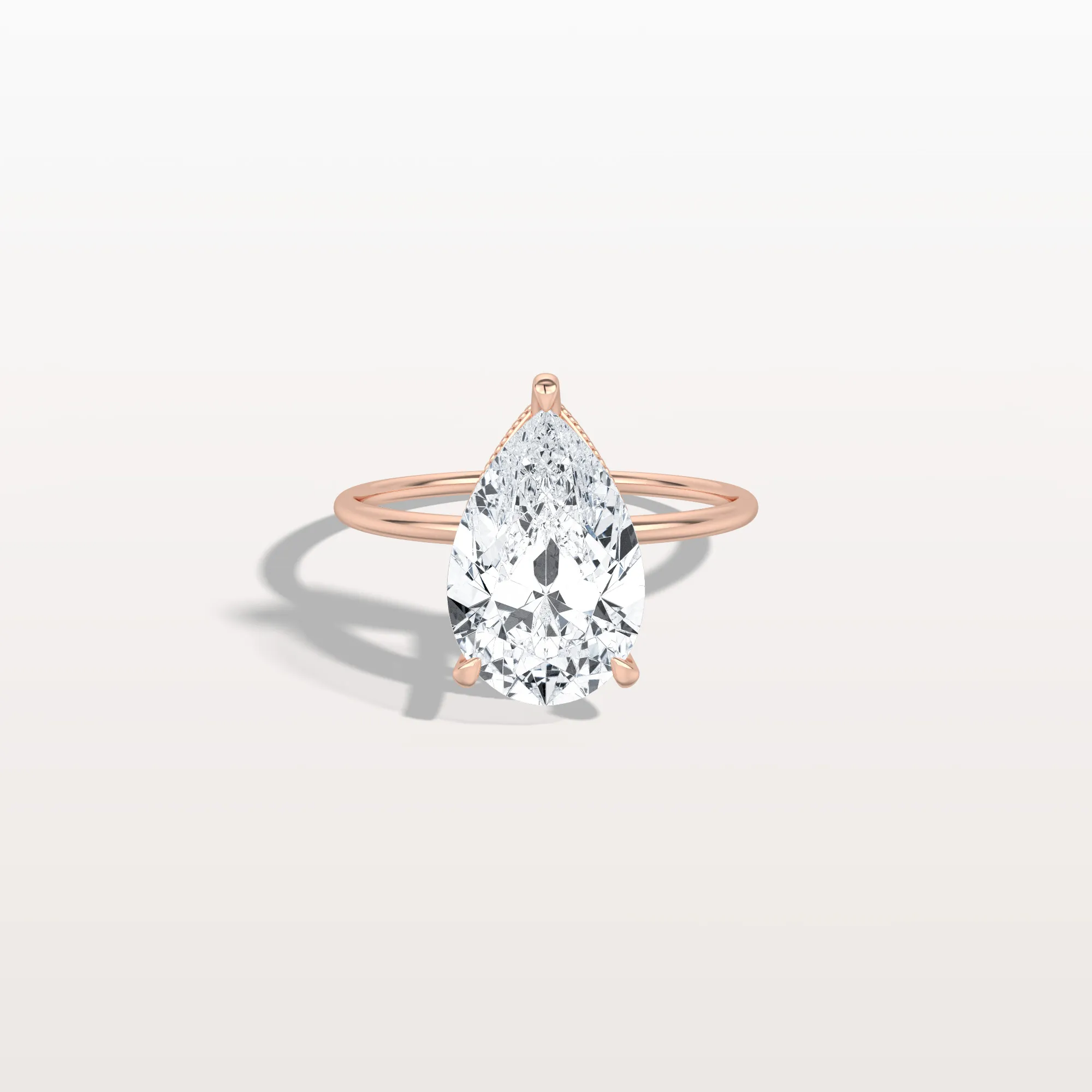 Elora丨Hidden Halo 3CT Pear Lab Diamond Ring with Basket Setting - Image 16