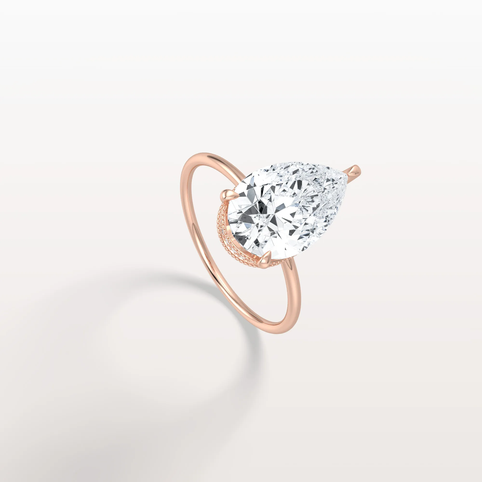 Elora丨Hidden Halo 3CT Pear Lab Diamond Ring with Basket Setting - Image 19
