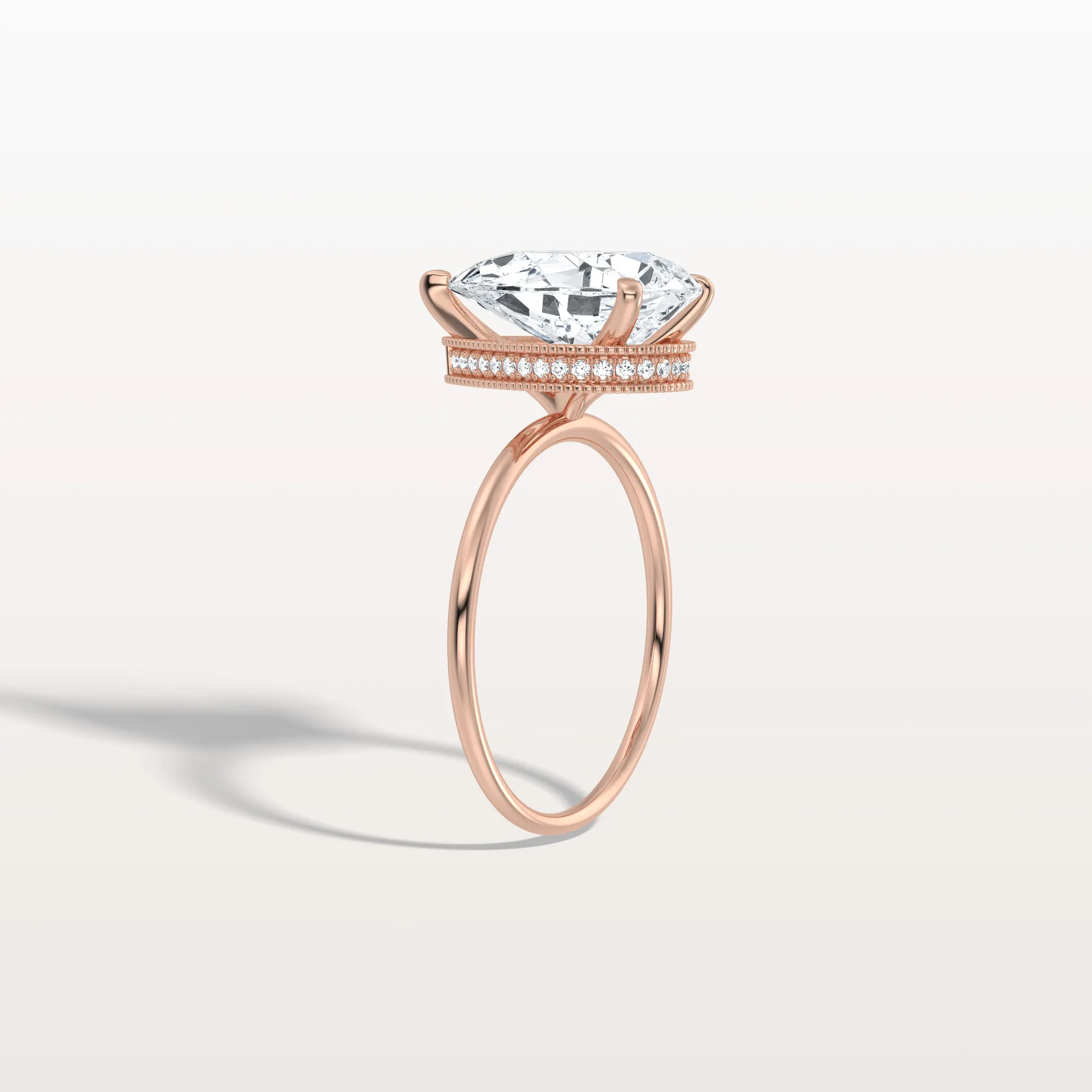 Elora丨Hidden Halo 3CT Pear Lab Diamond Ring with Basket Setting - Image 21