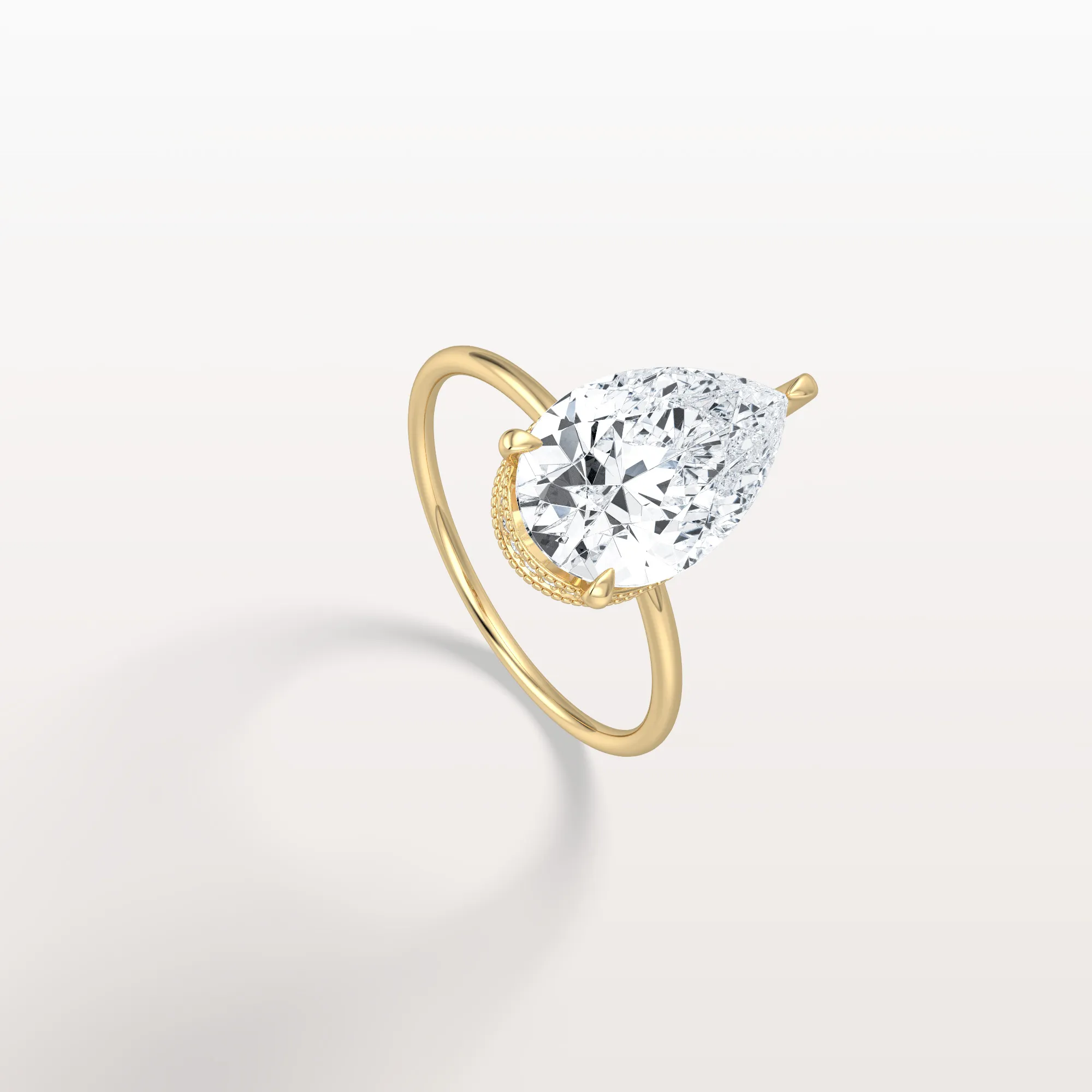 Elora丨Hidden Halo 3CT Pear Lab Diamond Ring with Basket Setting - Image 4