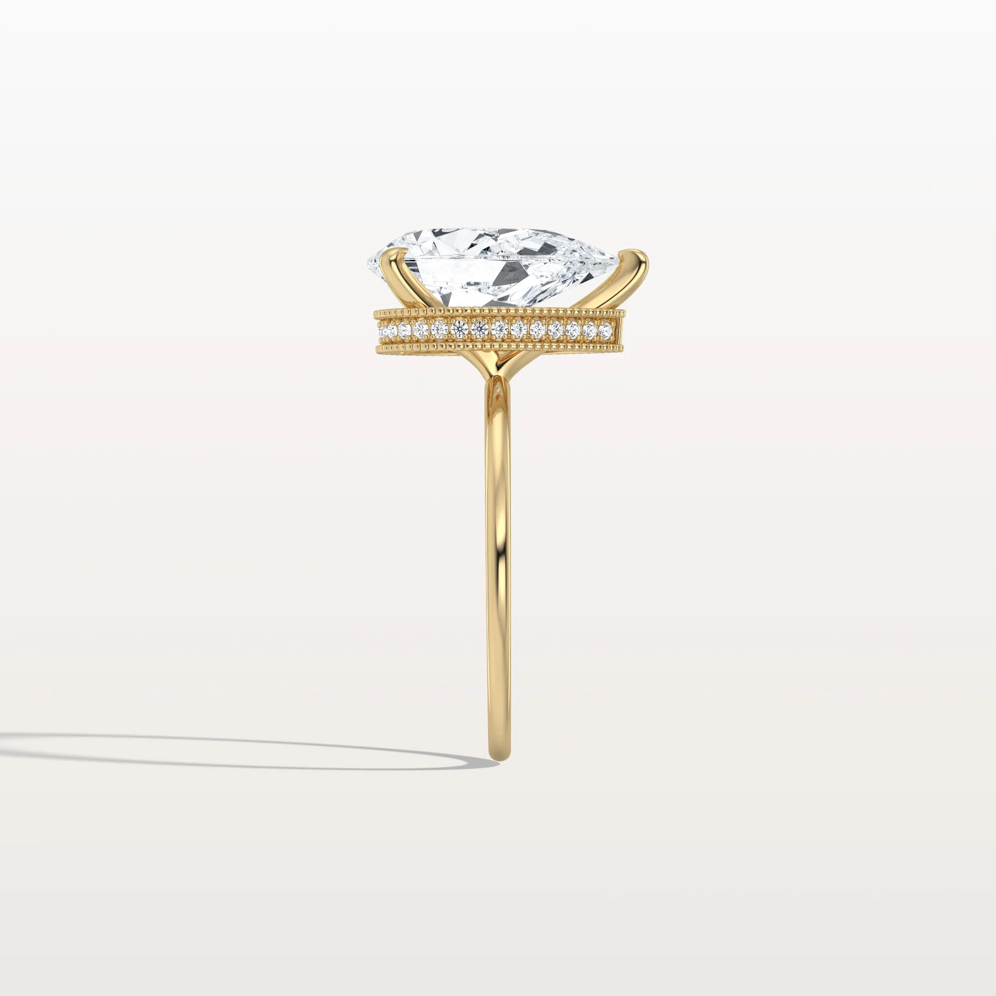 Elora丨Hidden Halo 3CT Pear Lab Diamond Ring with Basket Setting - Image 7