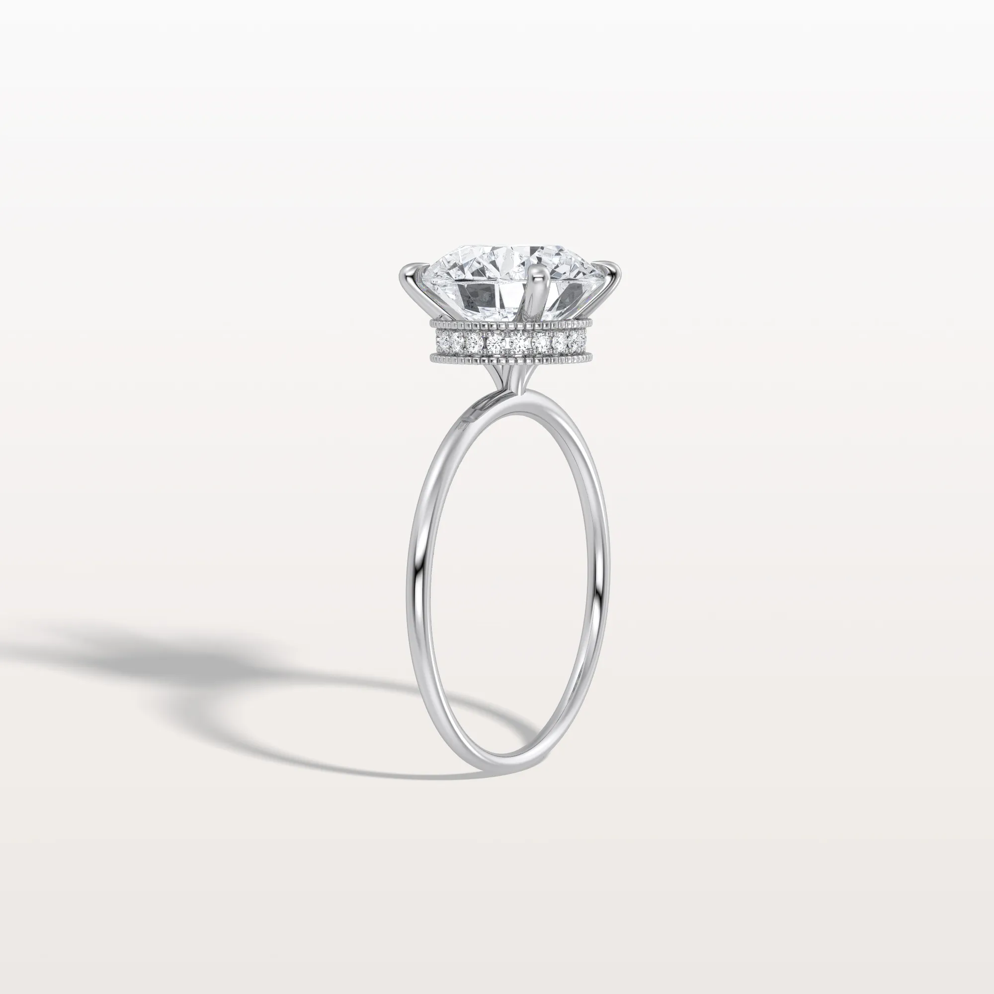 Liana丨Hidden Halo 3CT Round Lab Diamond Ring With Basket Setting - Image 11