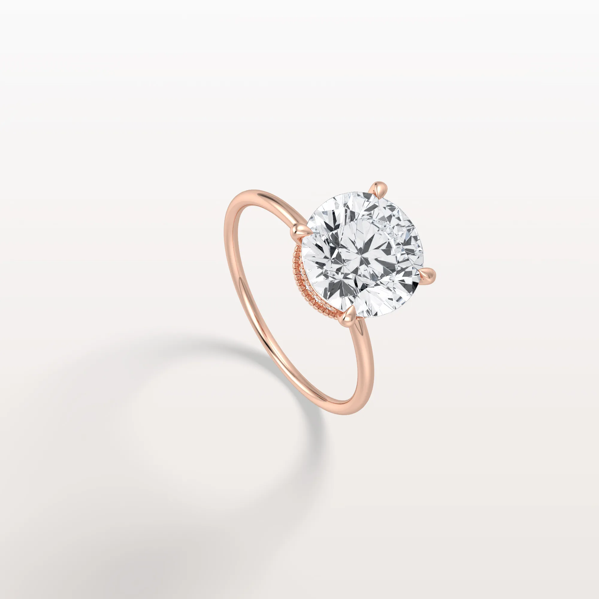 Liana丨Hidden Halo 3CT Round Lab Diamond Ring With Basket Setting - Image 16