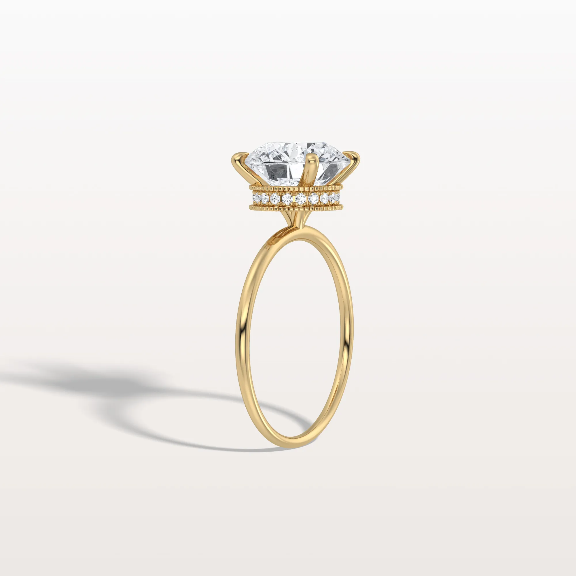 Liana丨Hidden Halo 3CT Round Lab Diamond Ring With Basket Setting - Image 4