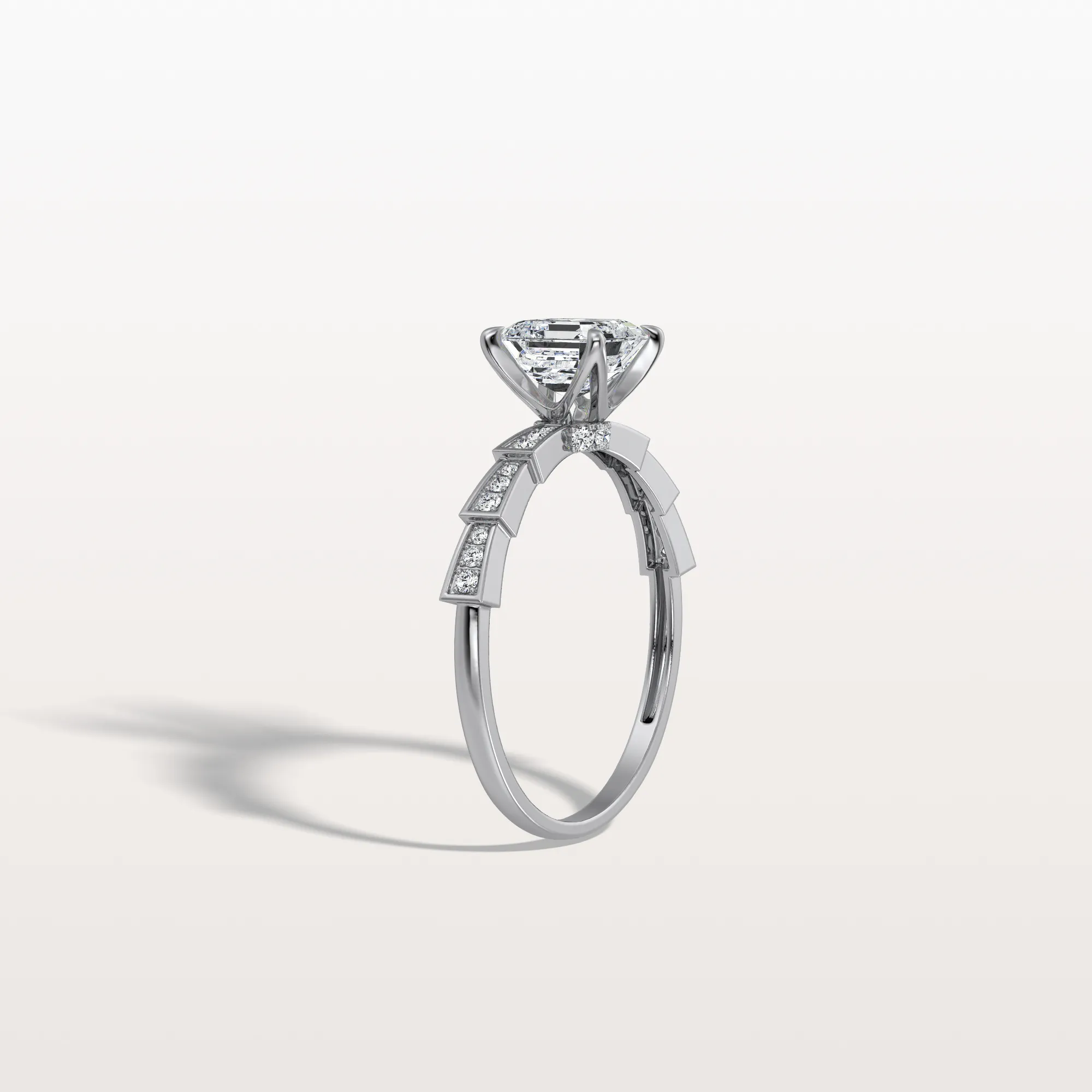 Brielle丨Hidden Halo Asscher Cut 1CT Lab Grown Diamond Pave Ring - Image 14