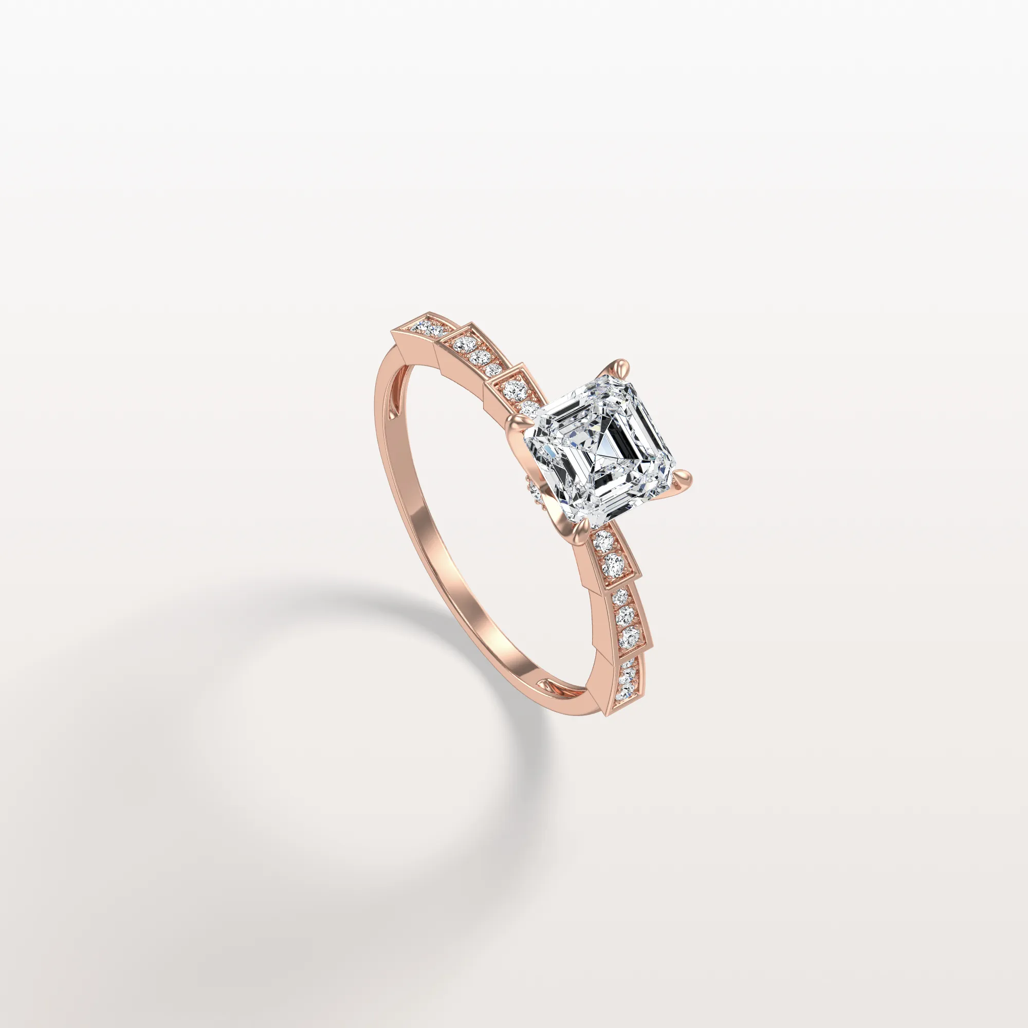 Brielle丨Hidden Halo Asscher Cut 1CT Lab Grown Diamond Pave Ring - Image 19