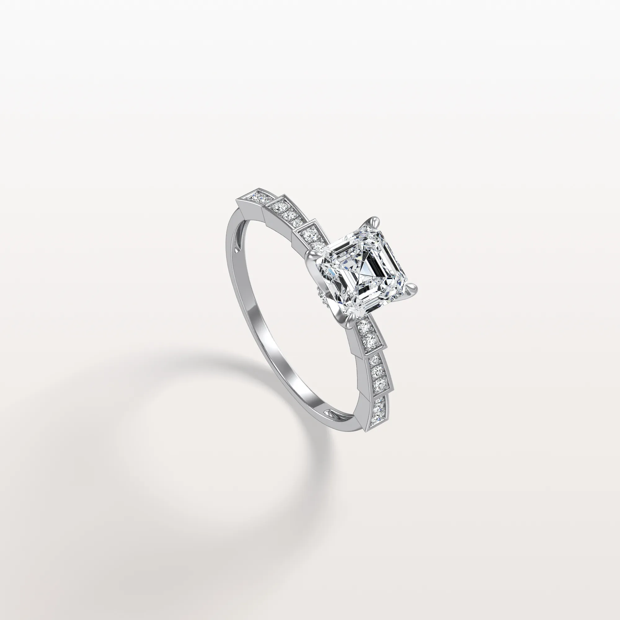 Brielle丨Hidden Halo Asscher Cut 1CT Lab Grown Diamond Pave Ring - Image 26