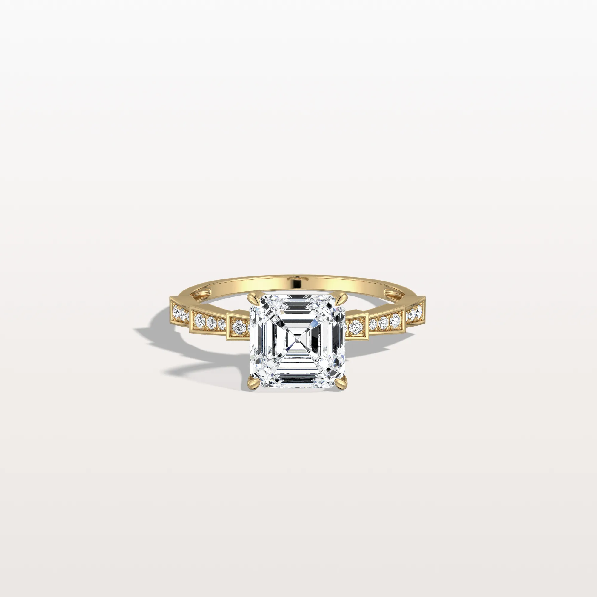 Brielle丨Hidden Halo Asscher Cut 2CT Lab Grown Diamond Pave Ring