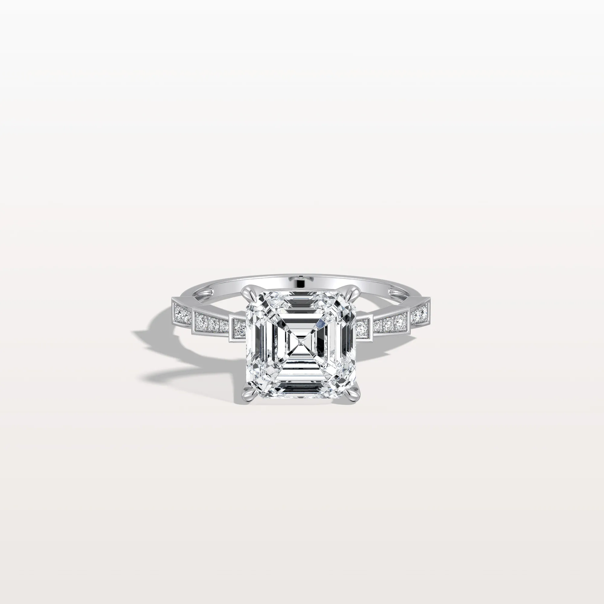 Brielle丨Hidden Halo Asscher Cut 3CT Lab Grown Diamond Pave Ring - Image 9
