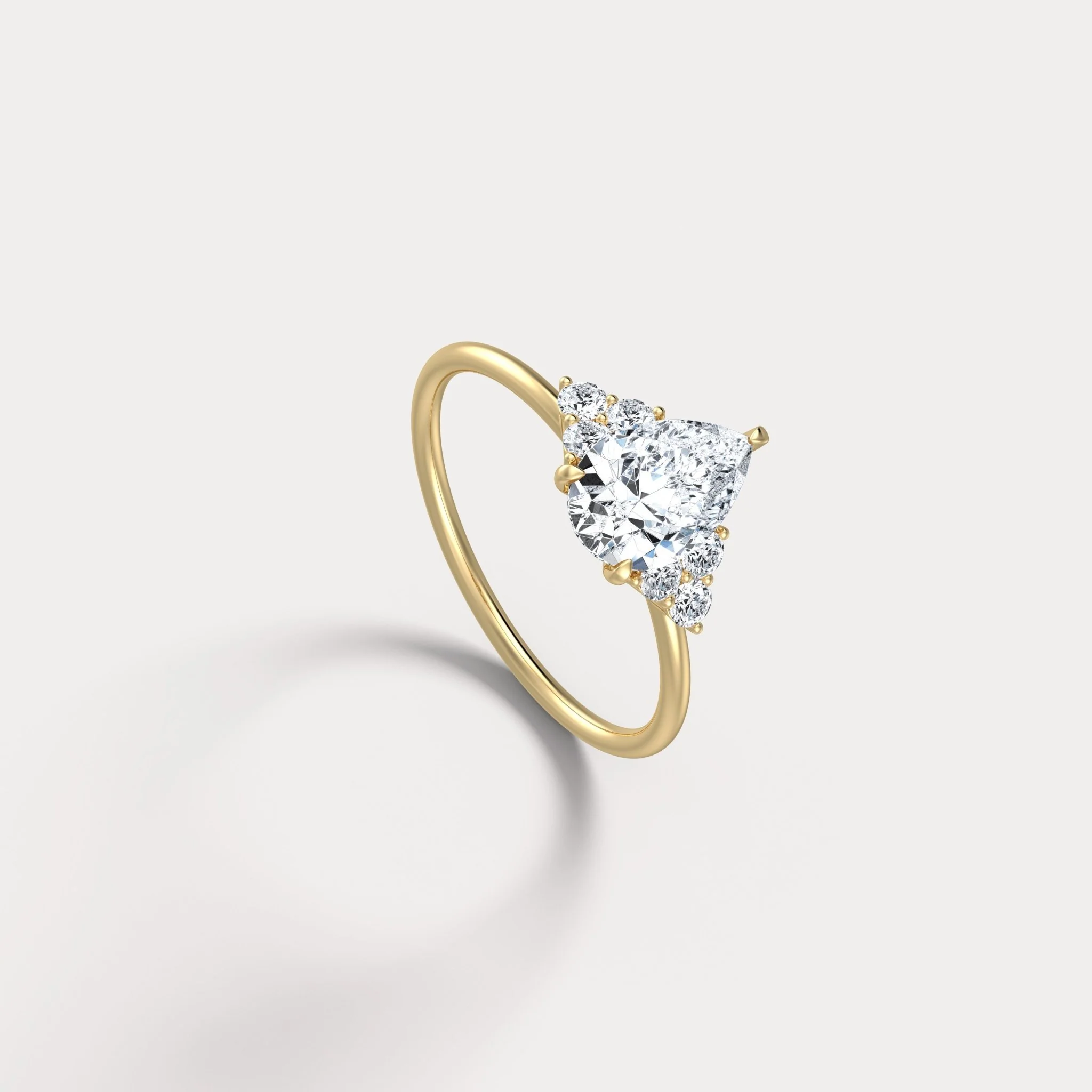 Juliette丨1CT Pear Cut Lab Grown Diamond Cluster Ring with Round Accents in 14K Gold/Platinum - Image 5