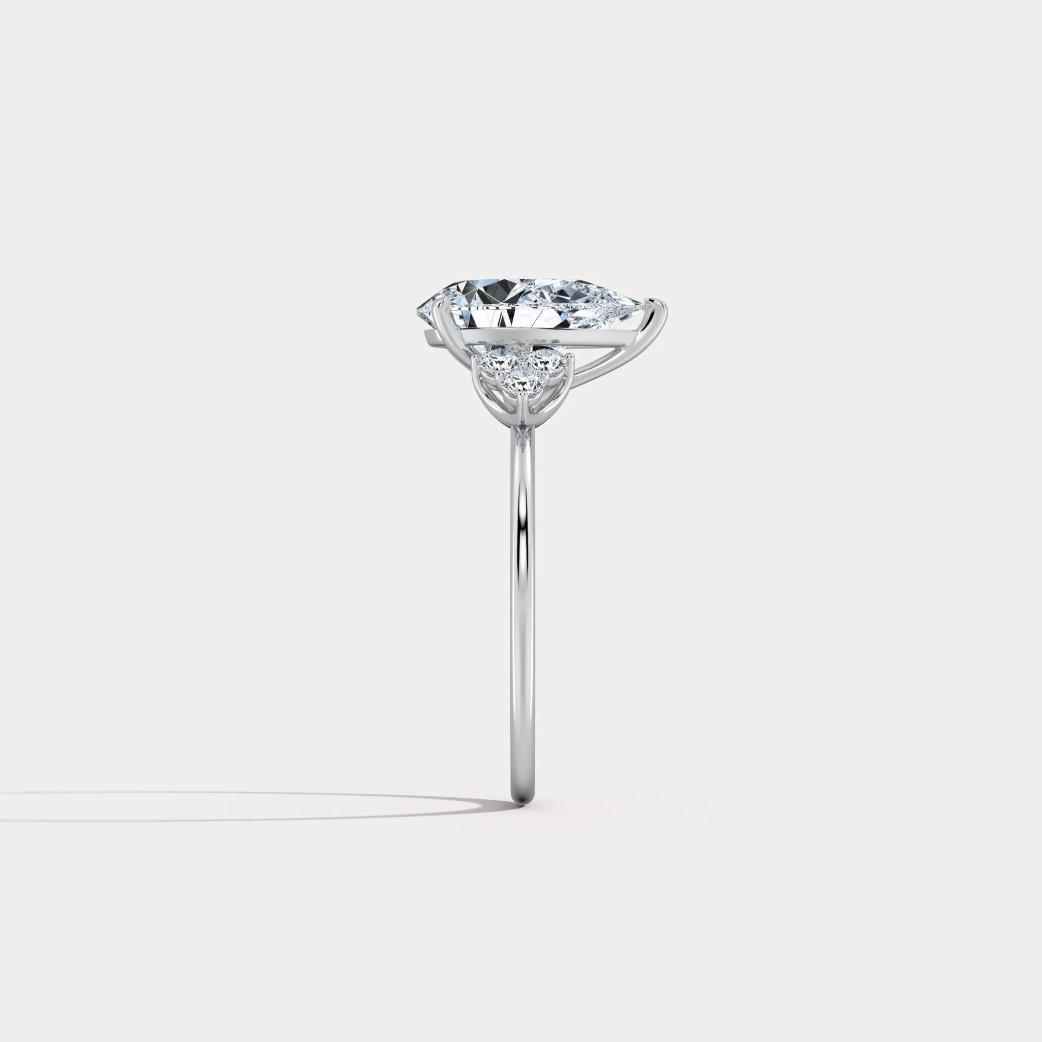 Juliette丨2CT Pear Cut Lab Grown Diamond Cluster Ring with Round Accents in 14K Gold/Platinum - Image 15