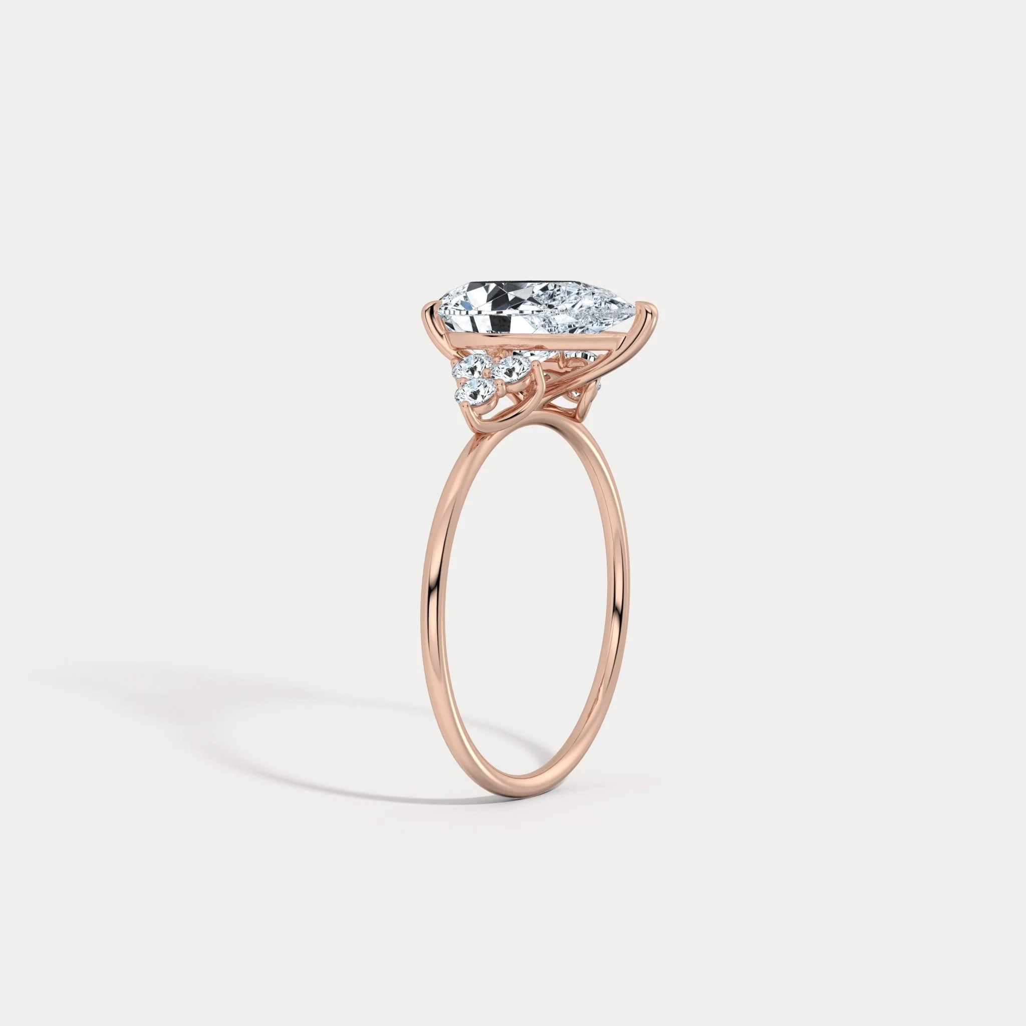 Juliette丨2CT Pear Cut Lab Grown Diamond Cluster Ring with Round Accents in 14K Gold/Platinum - Image 18