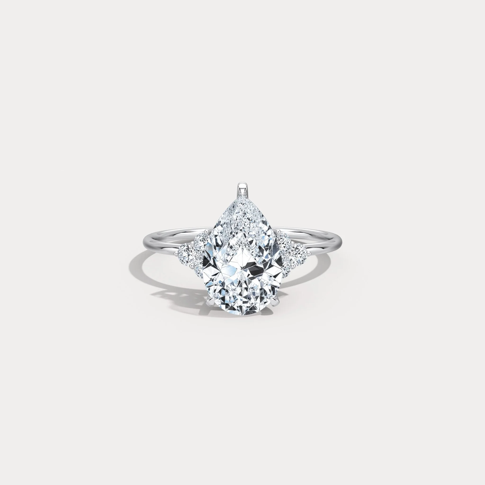 Juliette丨2CT Pear Cut Lab Grown Diamond Cluster Ring with Round Accents in 14K Gold/Platinum - Image 22