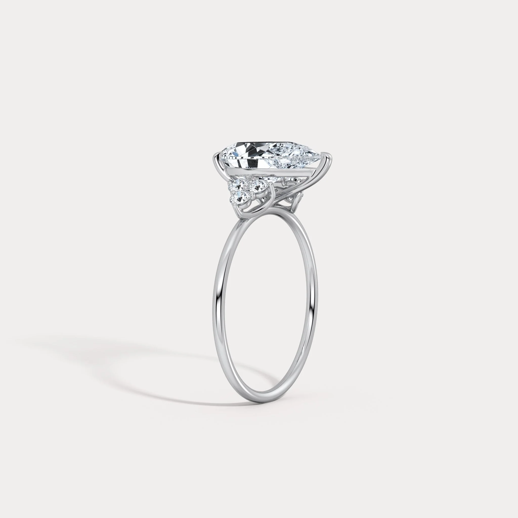 Juliette丨2CT Pear Cut Lab Grown Diamond Cluster Ring with Round Accents in 14K Gold/Platinum - Image 25