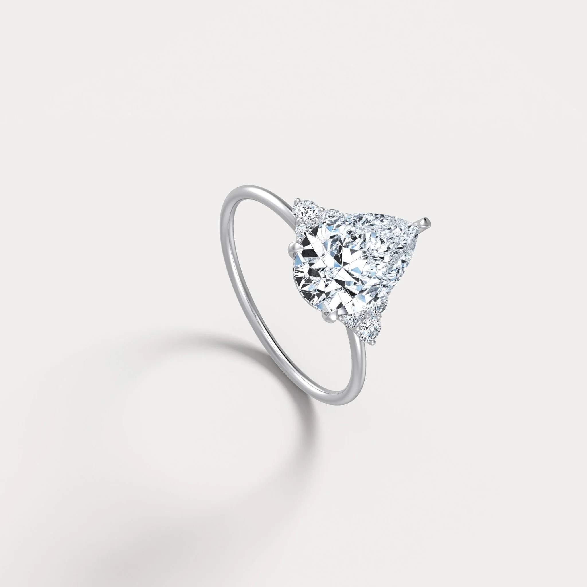Juliette丨2CT Pear Cut Lab Grown Diamond Cluster Ring with Round Accents in 14K Gold/Platinum - Image 26