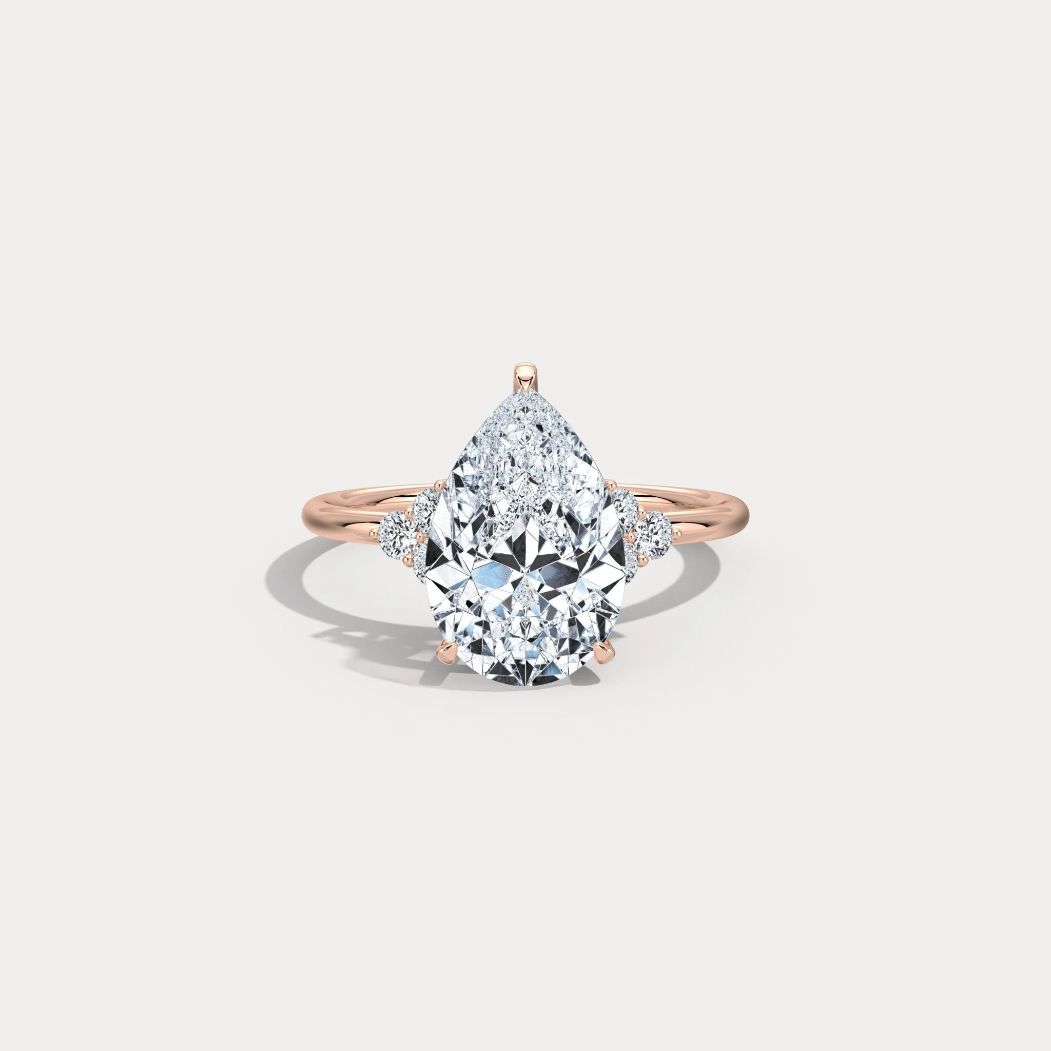 Juliette丨3CT Pear Cut Lab Grown Diamond Cluster Ring with Round Accents in 14K Gold/Platinum - Image 12