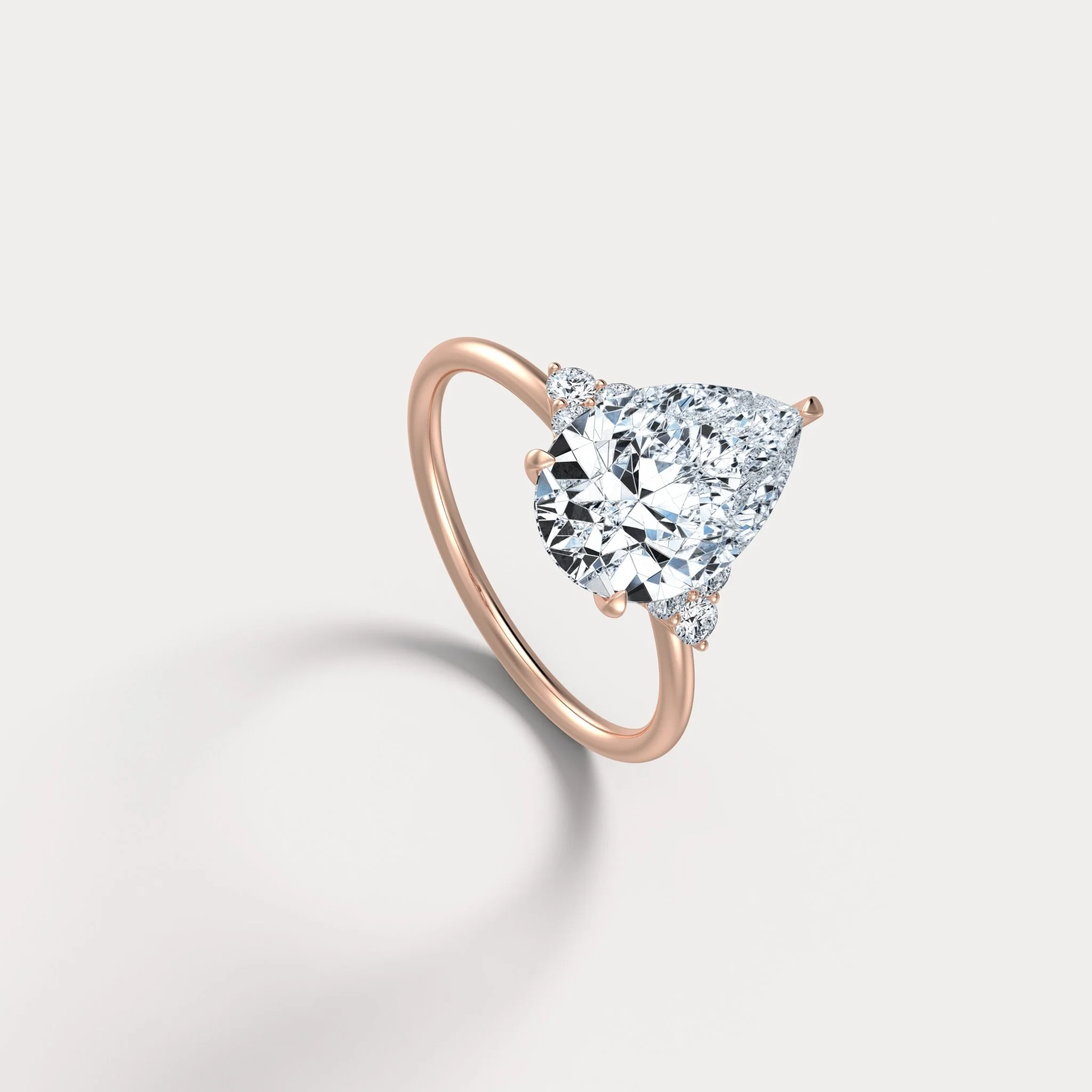 Juliette丨3CT Pear Cut Lab Grown Diamond Cluster Ring with Round Accents in 14K Gold/Platinum - Image 14