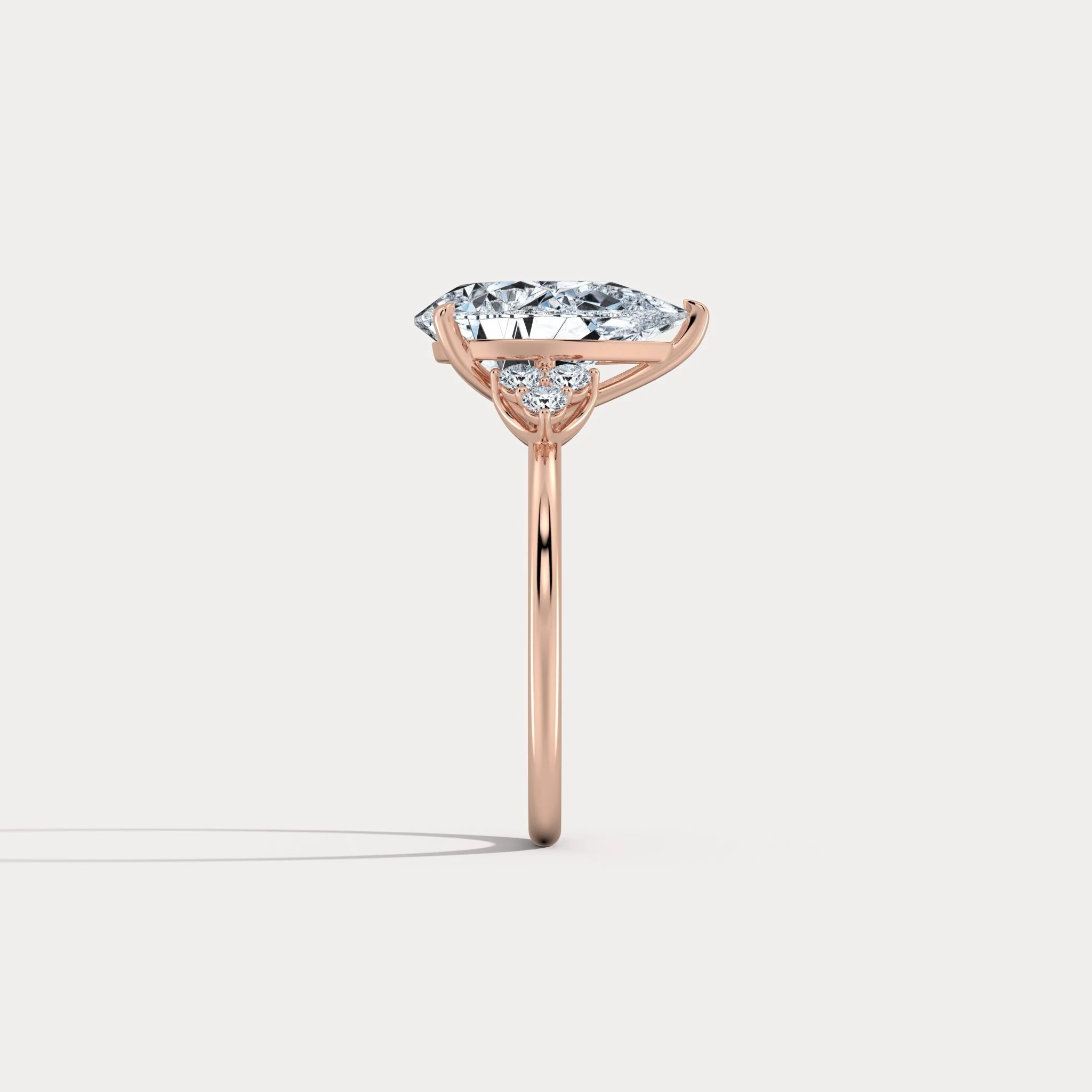Juliette丨3CT Pear Cut Lab Grown Diamond Cluster Ring with Round Accents in 14K Gold/Platinum - Image 16