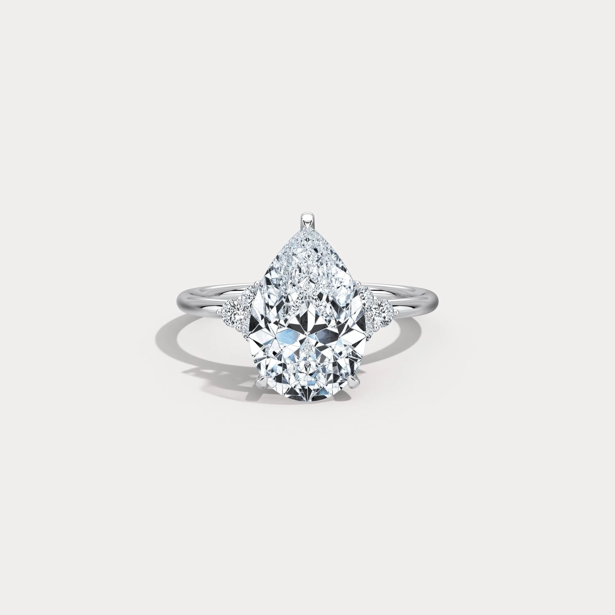 Juliette丨3CT Pear Cut Lab Grown Diamond Cluster Ring with Round Accents in 14K Gold/Platinum - Image 17