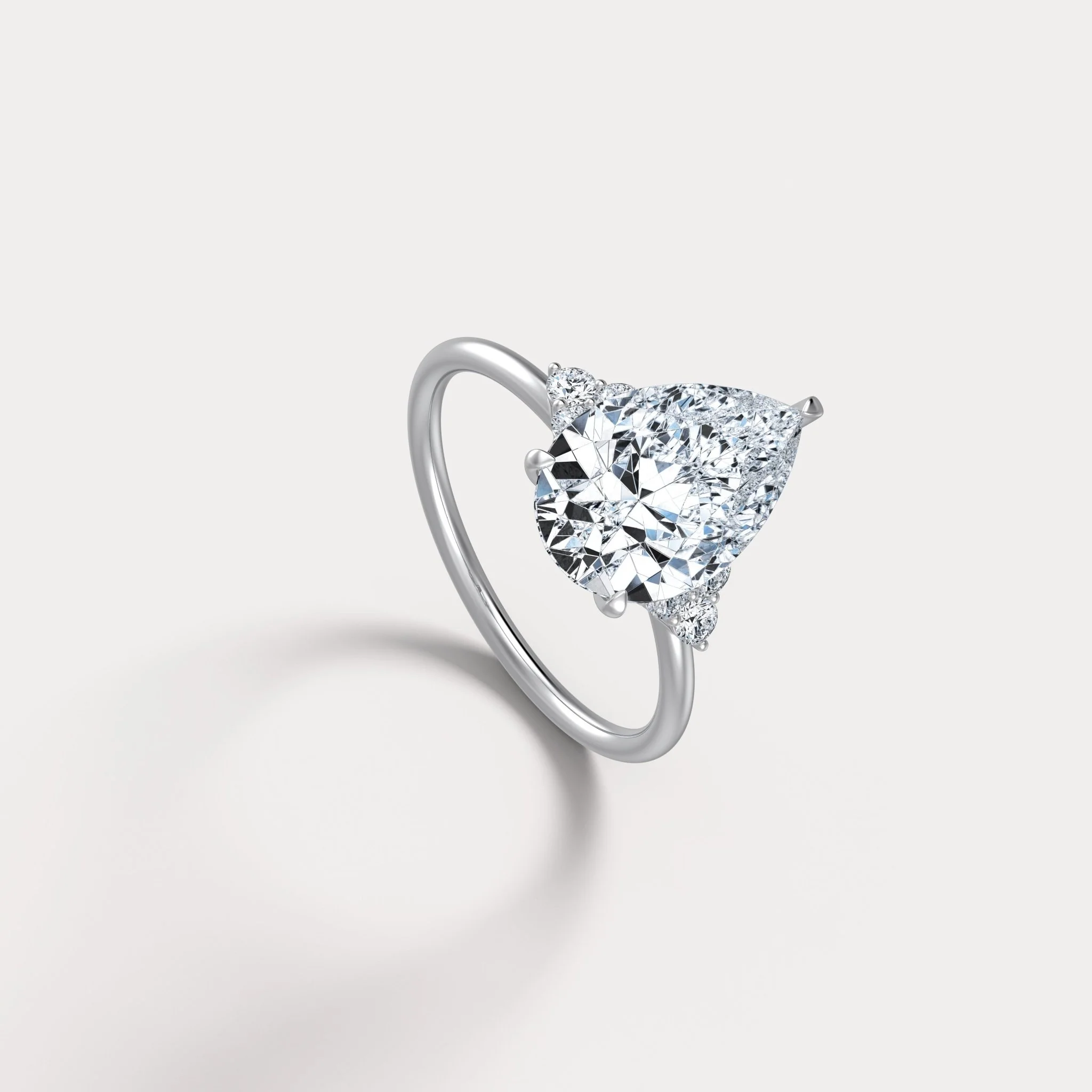 Juliette丨3CT Pear Cut Lab Grown Diamond Cluster Ring with Round Accents in 14K Gold/Platinum - Image 19
