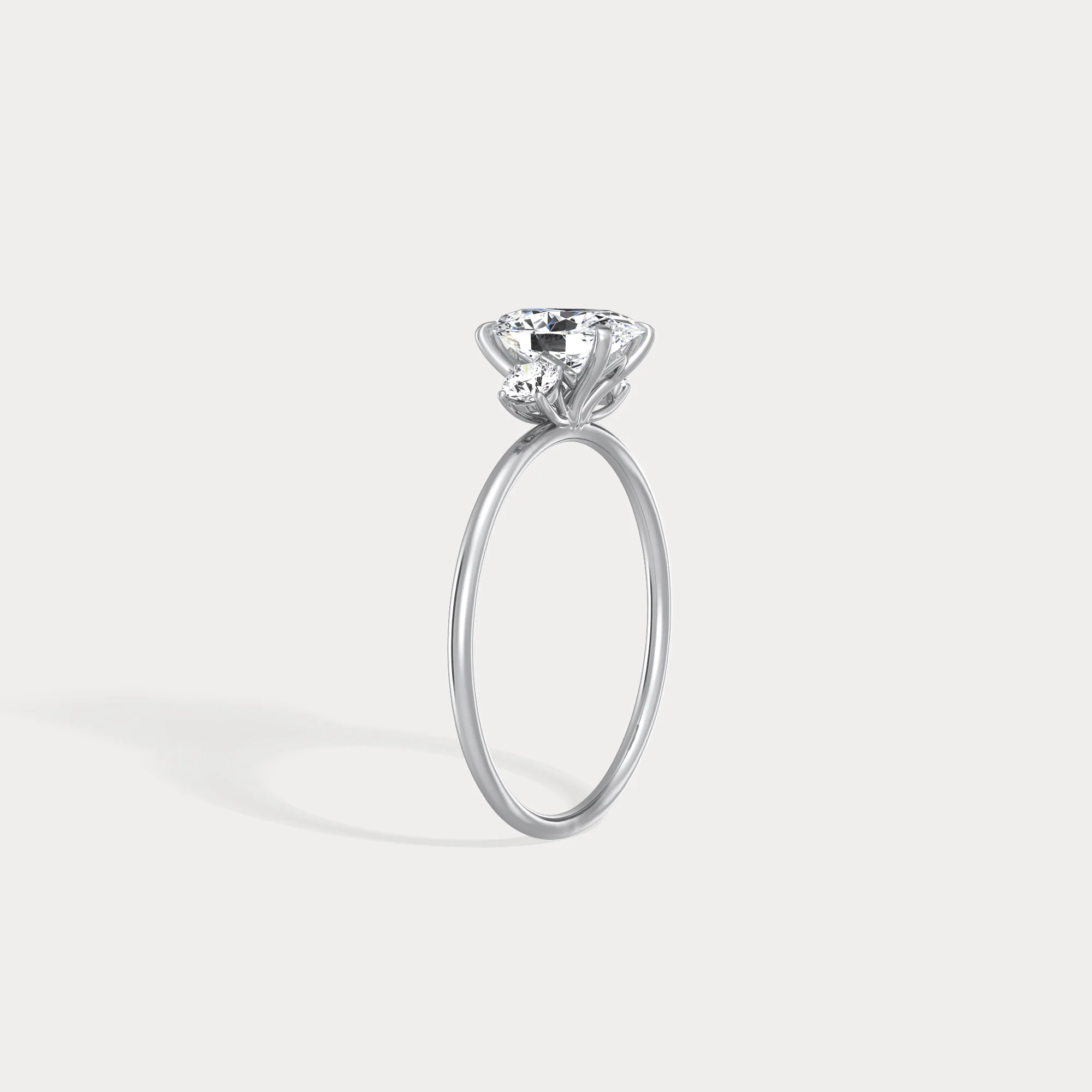 Olivia丨1CT Three-Stone Lotus-Inspired Lab-grown Diamond Engagement Ring - Image 13