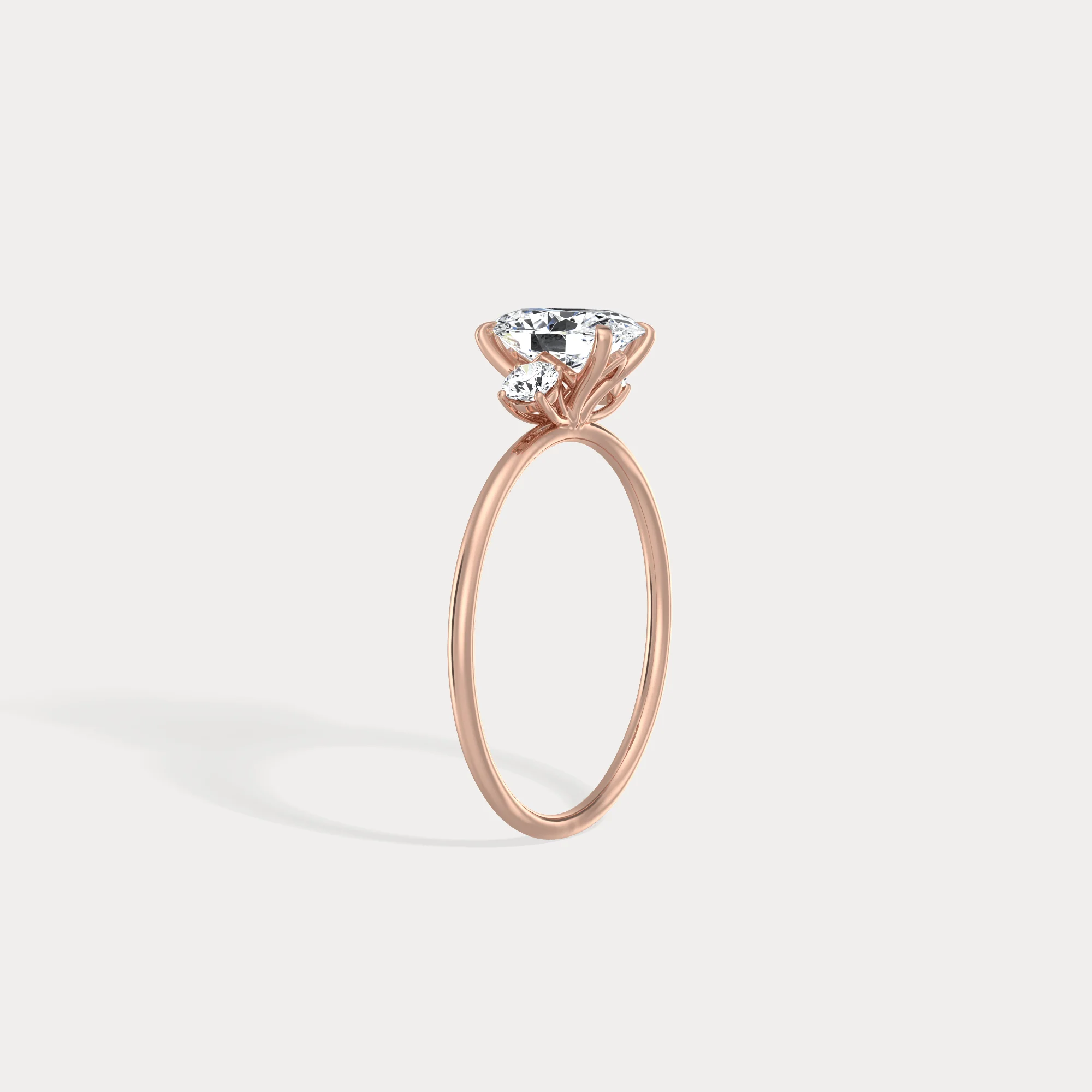 Olivia丨1CT Three-Stone Lotus-Inspired Lab-grown Diamond Engagement Ring - Image 21