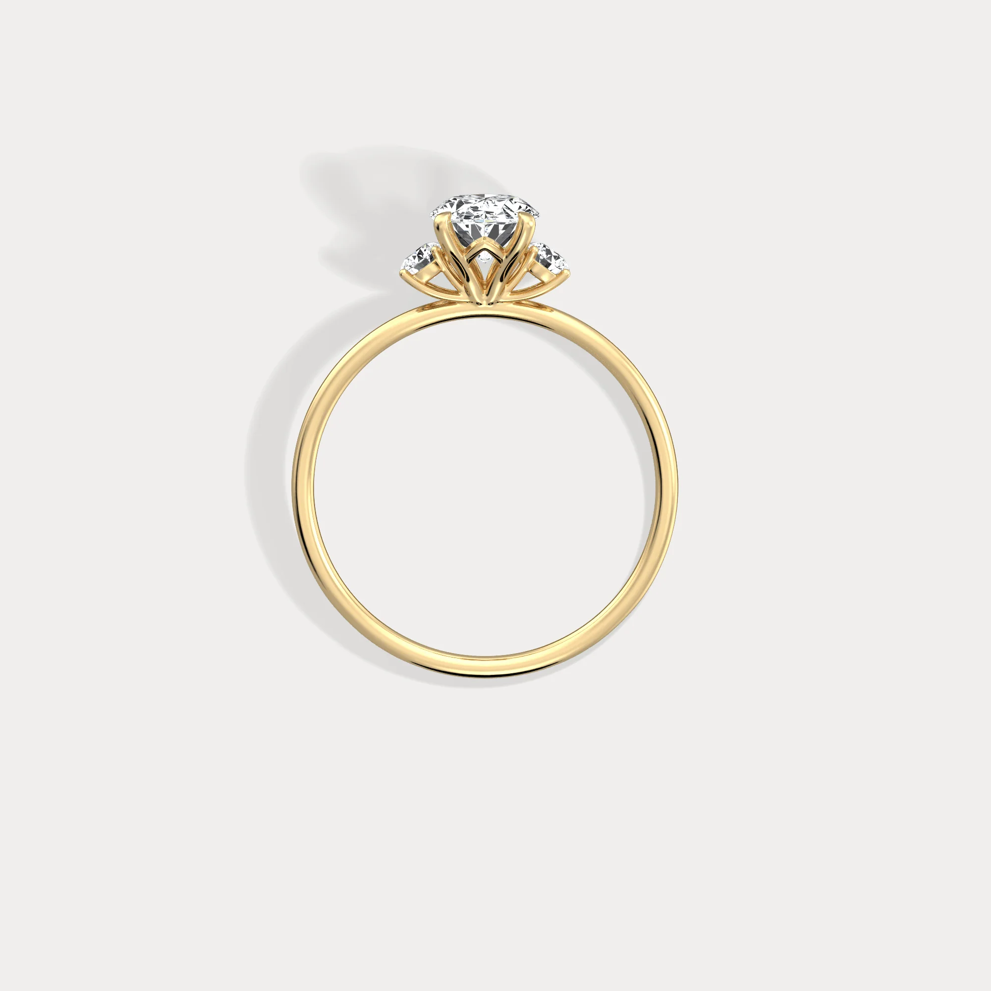 Olivia丨1CT Three-Stone Lotus-Inspired Lab-grown Diamond Engagement Ring - Image 7