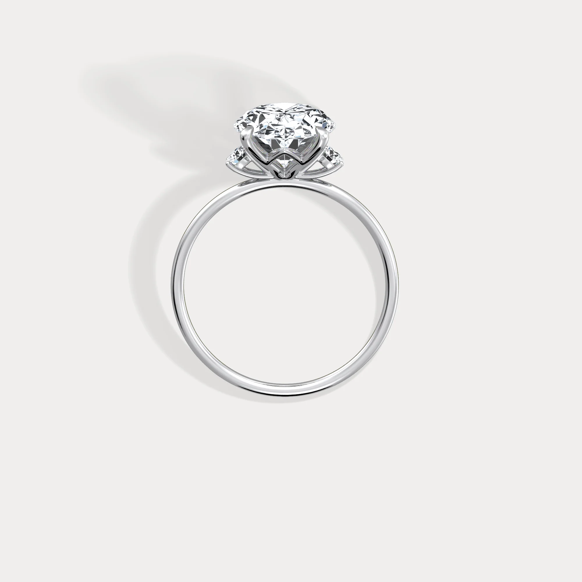 Olivia丨3CT Three-Stone Lotus-Inspired Lab-grown Diamond Engagement Ring - Image 16
