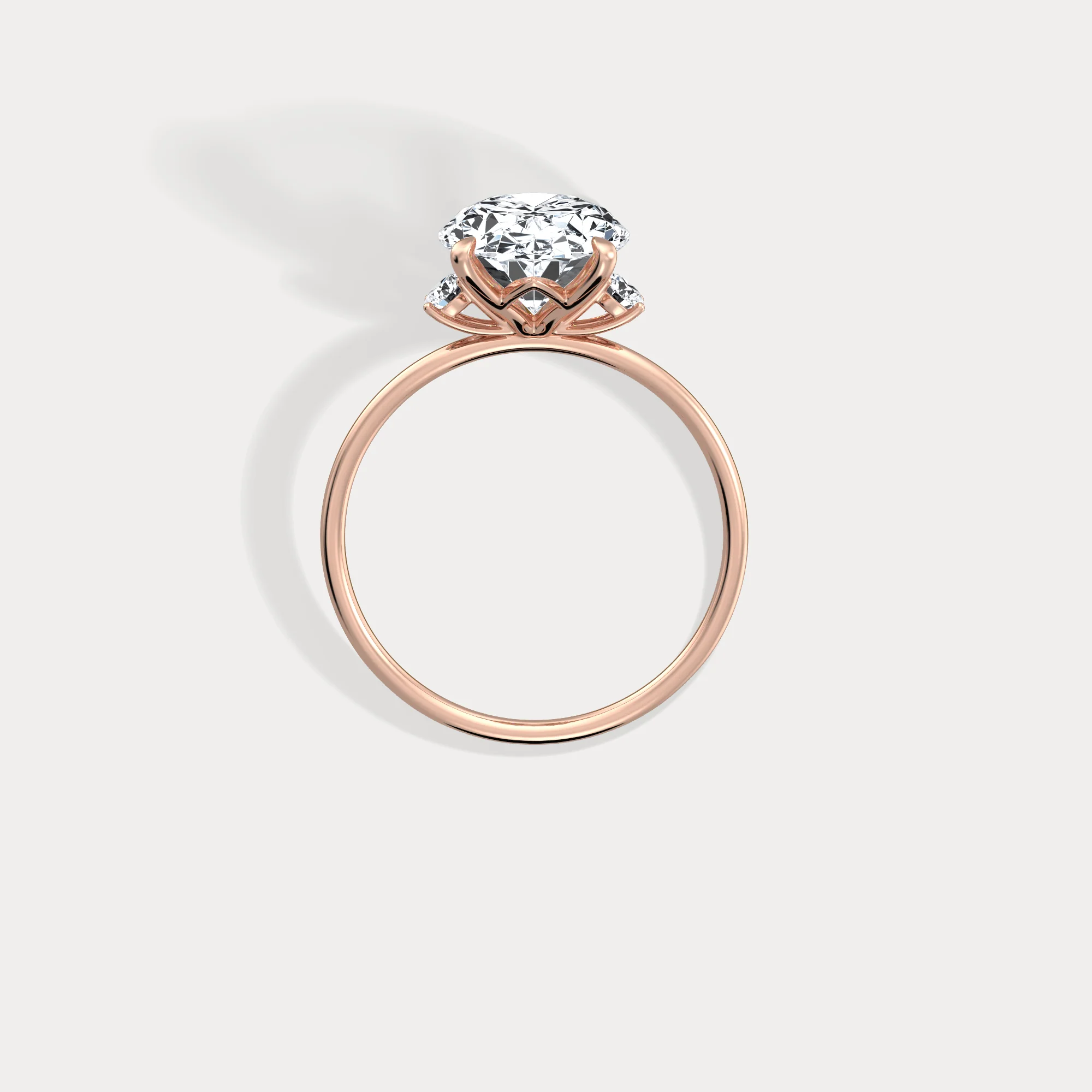 Olivia丨3CT Three-Stone Lotus-Inspired Lab-grown Diamond Engagement Ring - Image 24