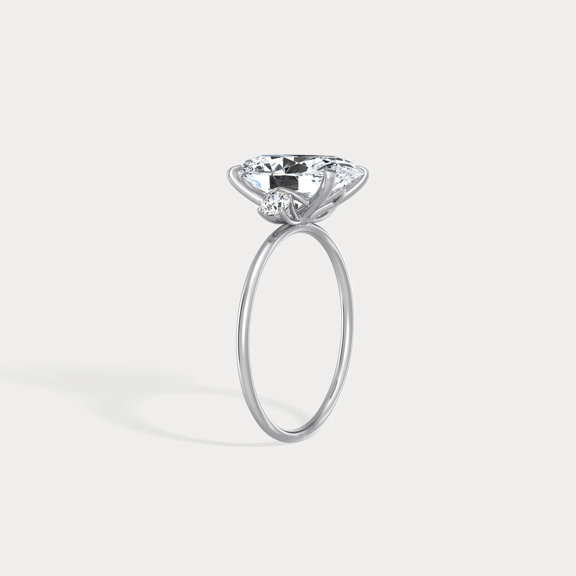 Olivia丨3CT Three-Stone Lotus-Inspired Lab-grown Diamond Engagement Ring - Image 29