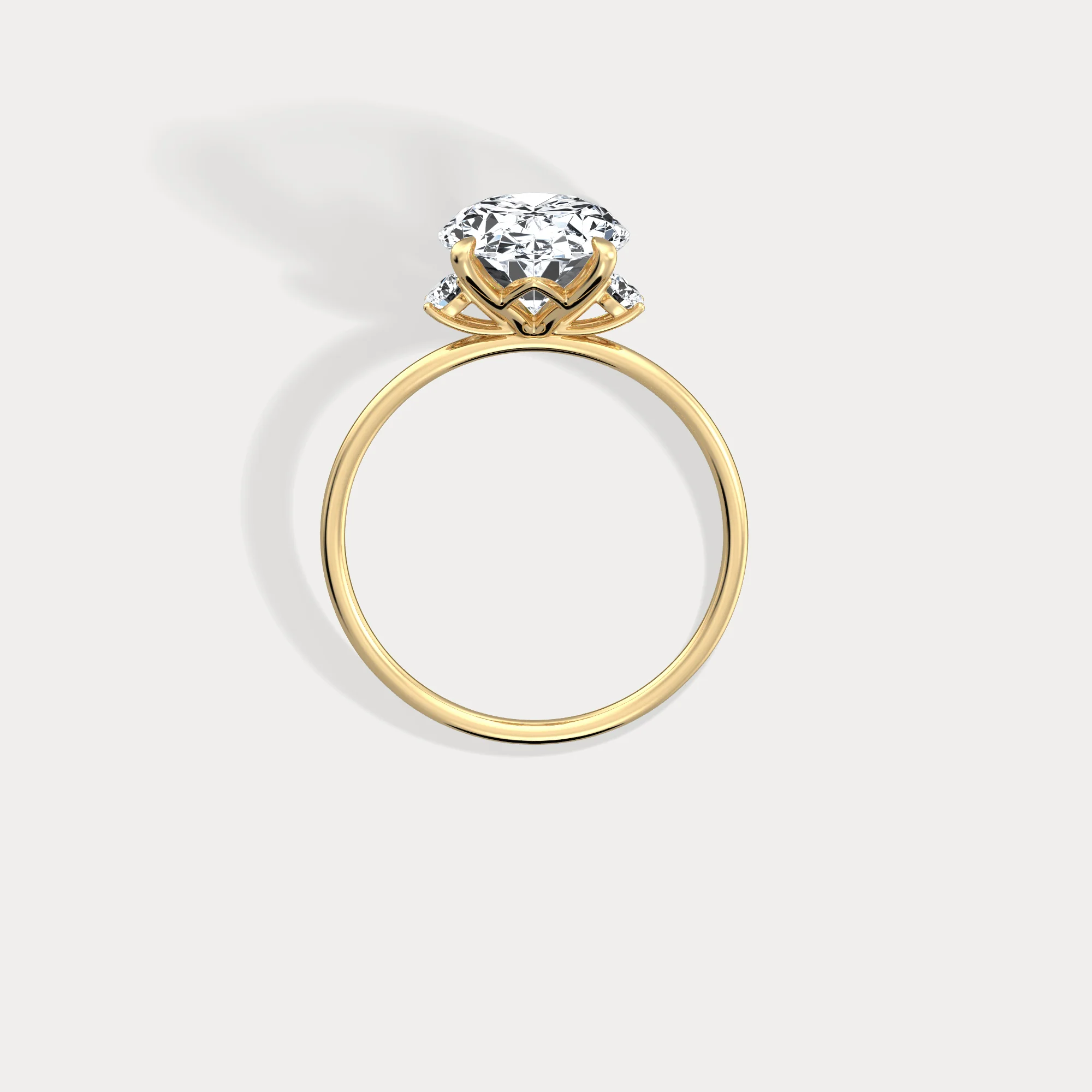 Olivia丨3CT Three-Stone Lotus-Inspired Lab-grown Diamond Engagement Ring - Image 7