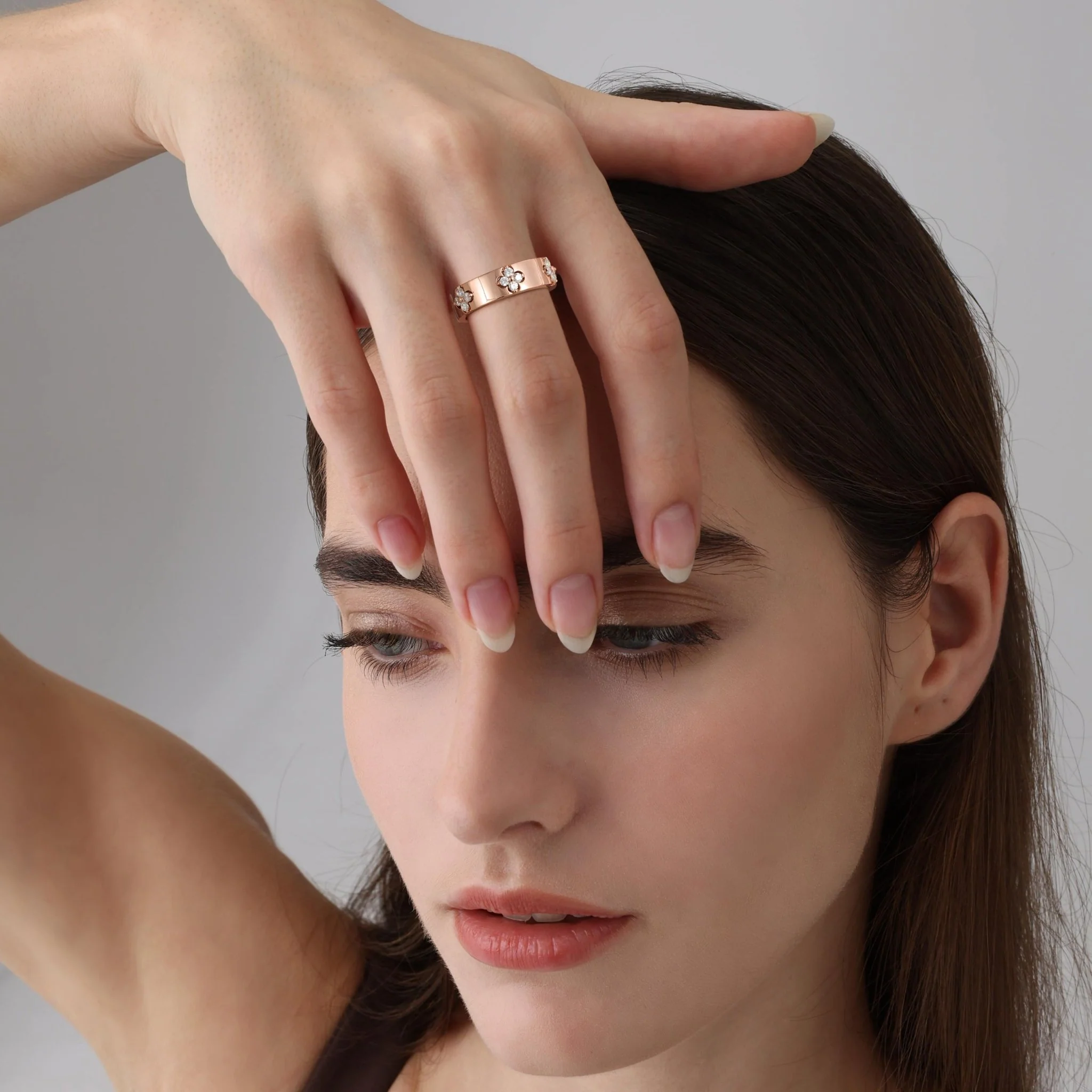 Lab Created Diamond Four-leaf Clover Ring in 14K Solid Gold - Image 16