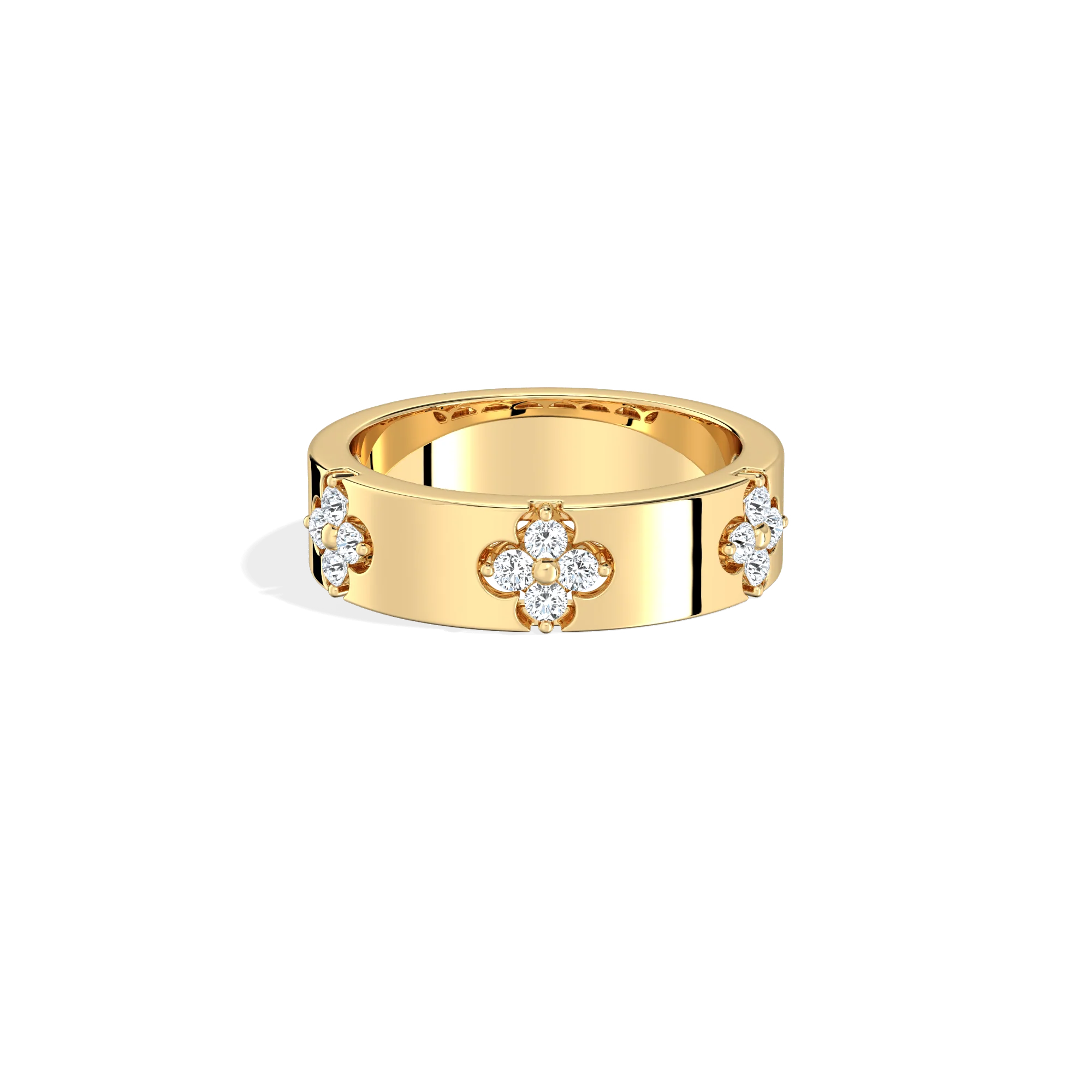 Lab Created Diamond Four-leaf Clover Ring in 14K Solid Gold - Image 7