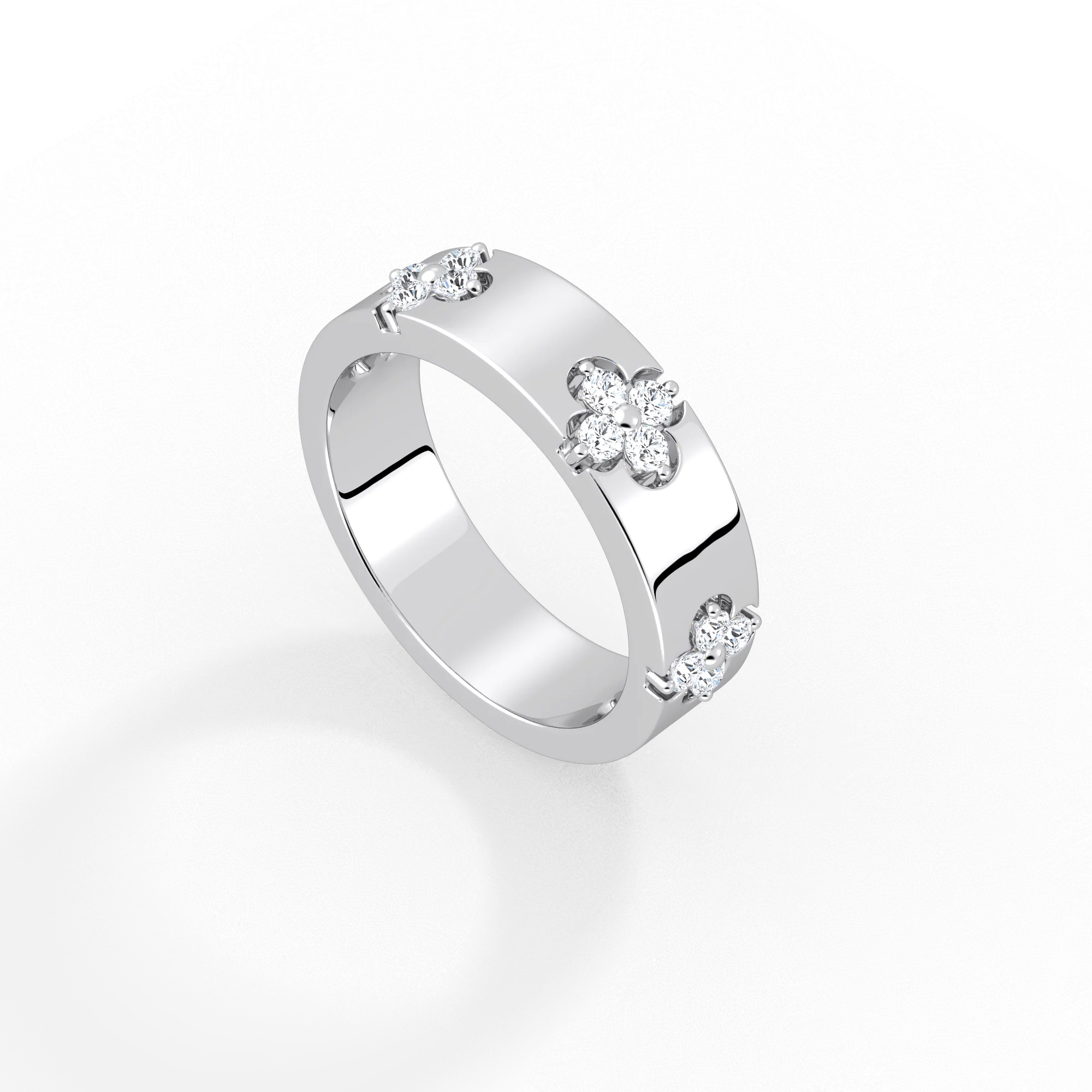 Lab Created Diamond Four-leaf Clover Ring in 14K Solid Gold - Image 5