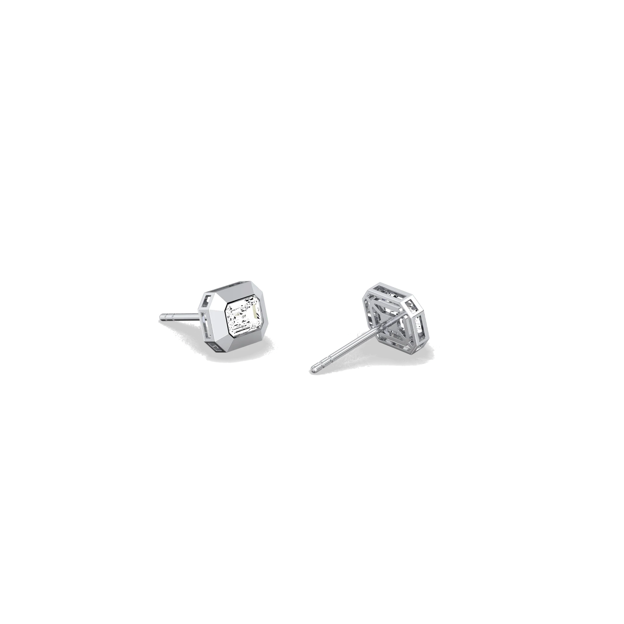 Lab Created Diamond 1.0CTW Octagonal Bezel Stud Earrings - Image 12