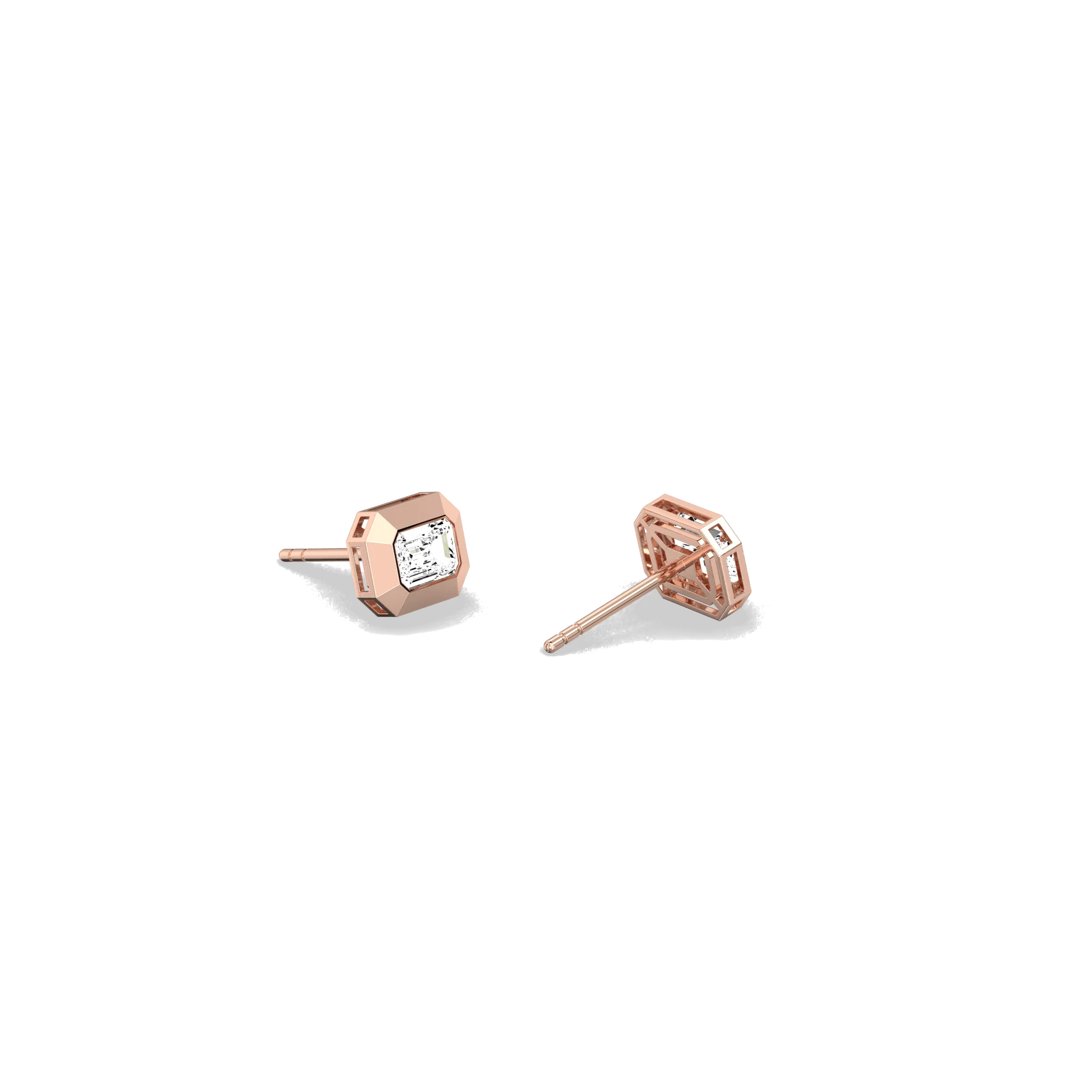 Lab Created Diamond 1.0CTW Octagonal Bezel Stud Earrings - Image 18