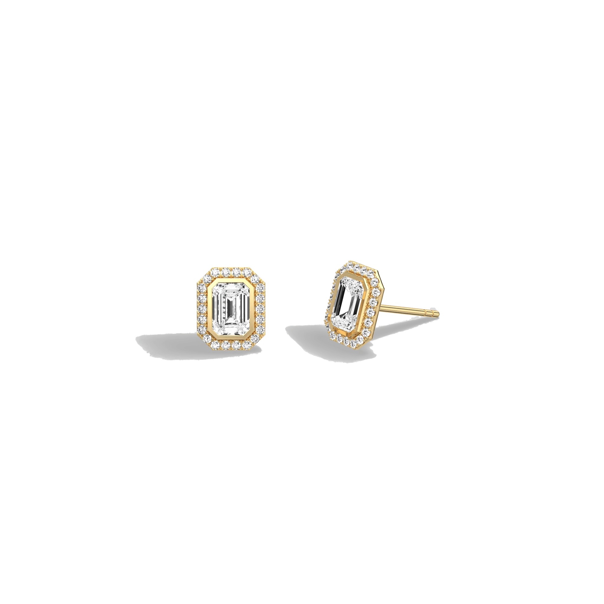 Lab Diamond 1.22CTW Stud Earring in 14K Solild Gold/Platinum - Image 4