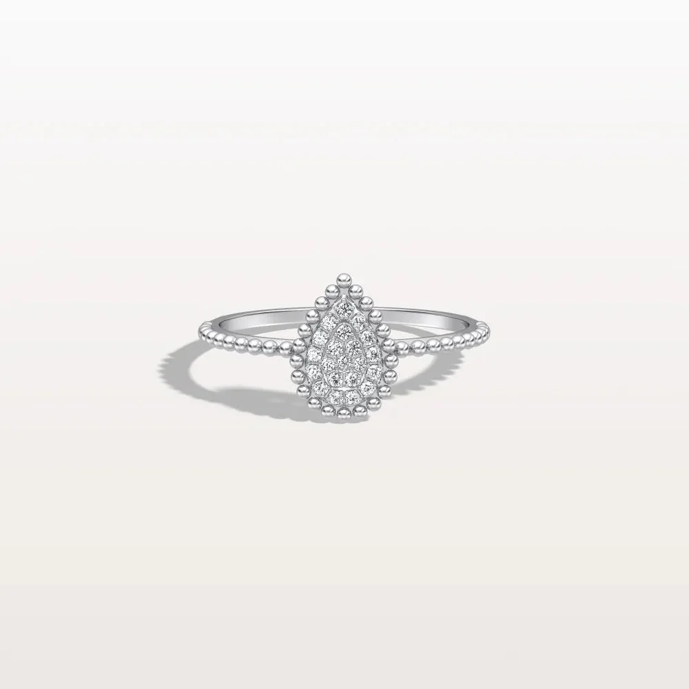 Lab Diamond Beaded Pear Shaped Ring in 14K Gold/Platinum - Image 10