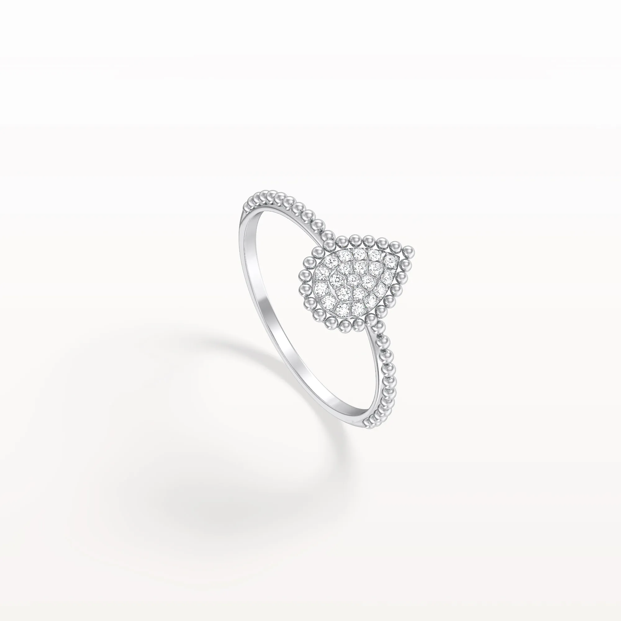 Lab Diamond Beaded Pear Shaped Ring in 14K Gold/Platinum - Image 13