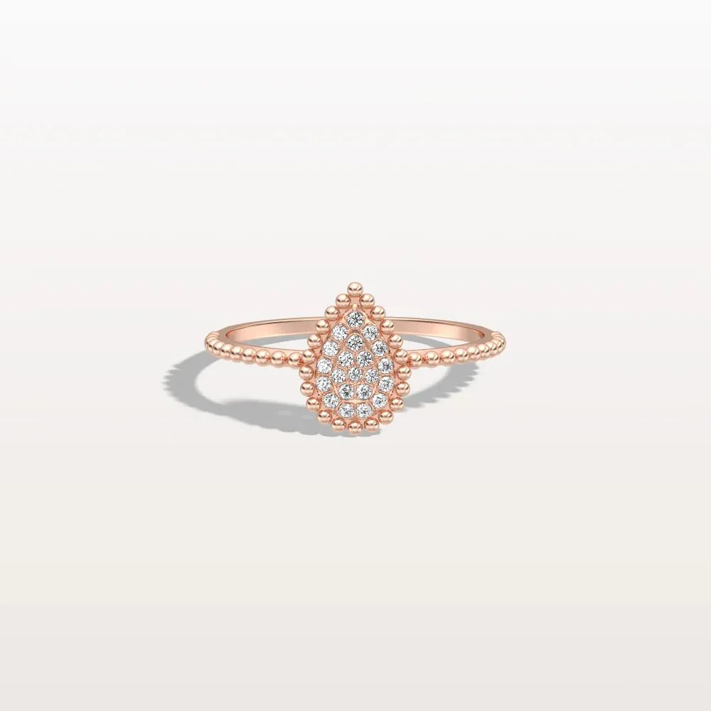 Lab Diamond Beaded Pear Shaped Ring in 14K Gold/Platinum - Image 18