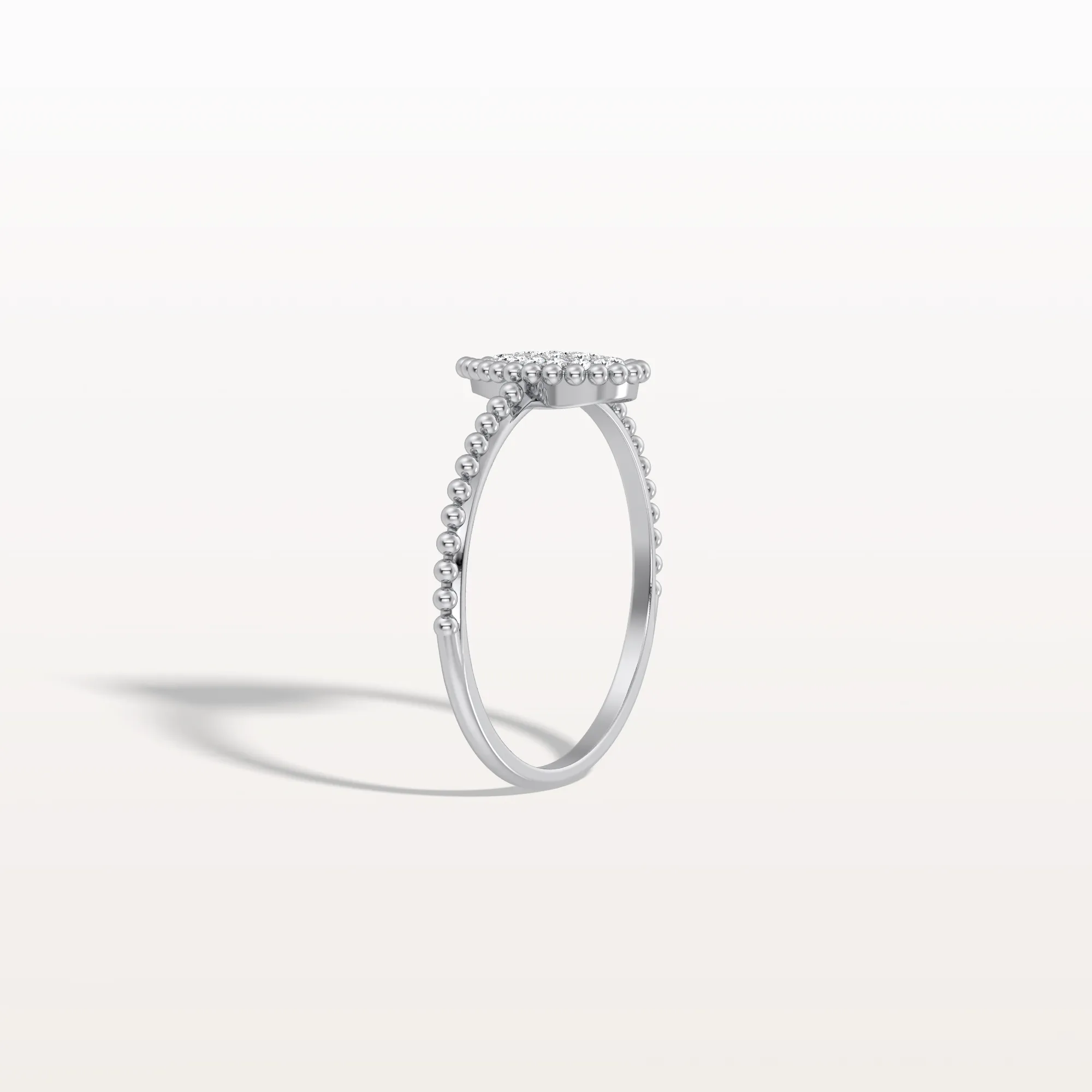 Lab Diamond Beaded Pear Shaped Ring in 14K Gold/Platinum - Image 32