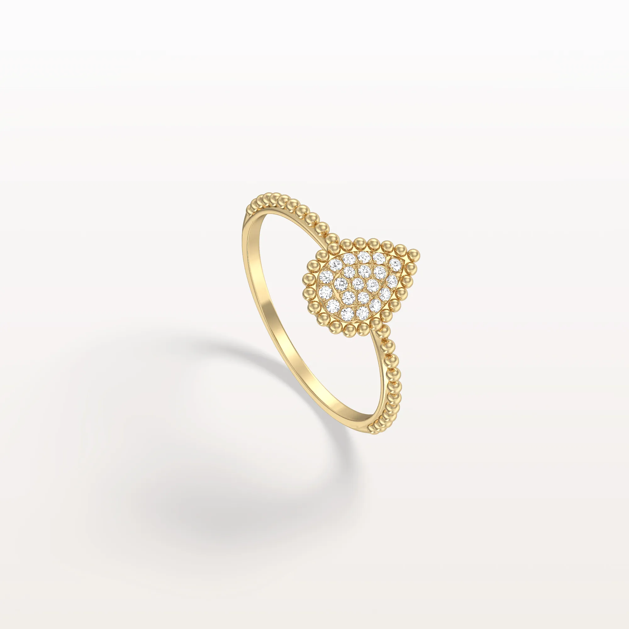 Lab Diamond Beaded Pear Shaped Ring in 14K Gold/Platinum - Image 4