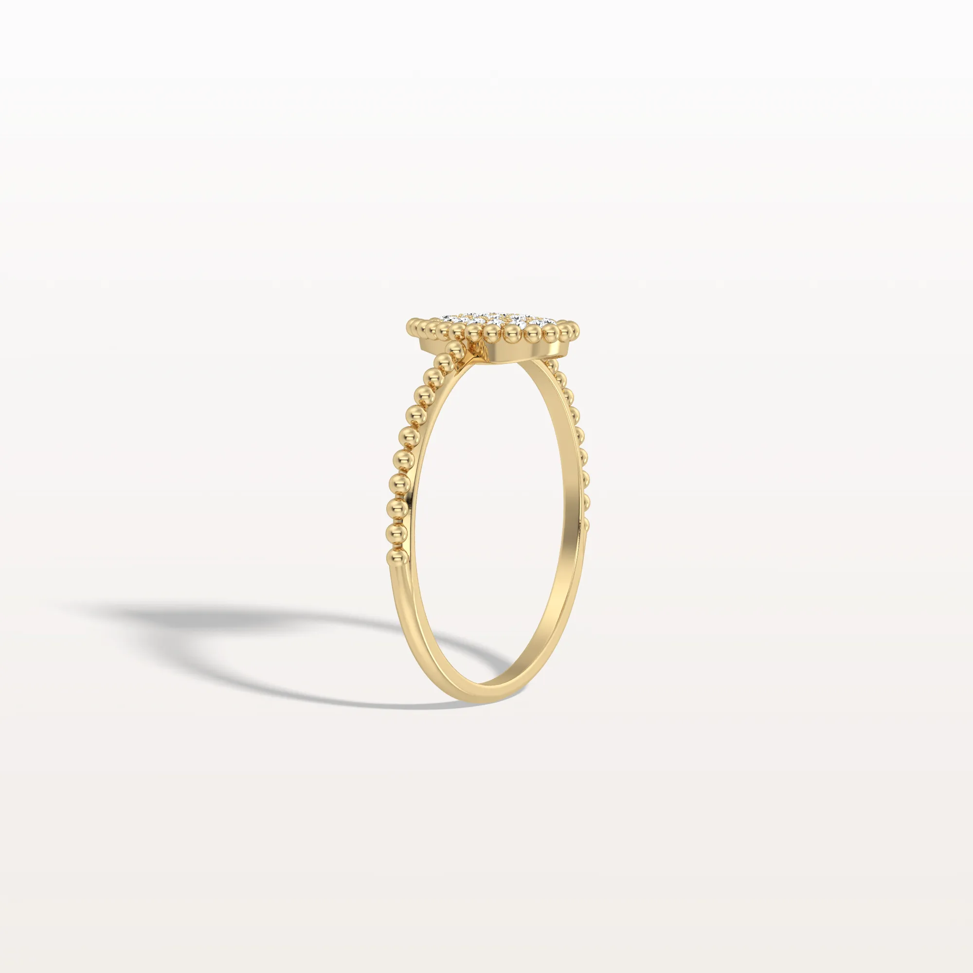Lab Diamond Beaded Pear Shaped Ring in 14K Gold/Platinum - Image 7