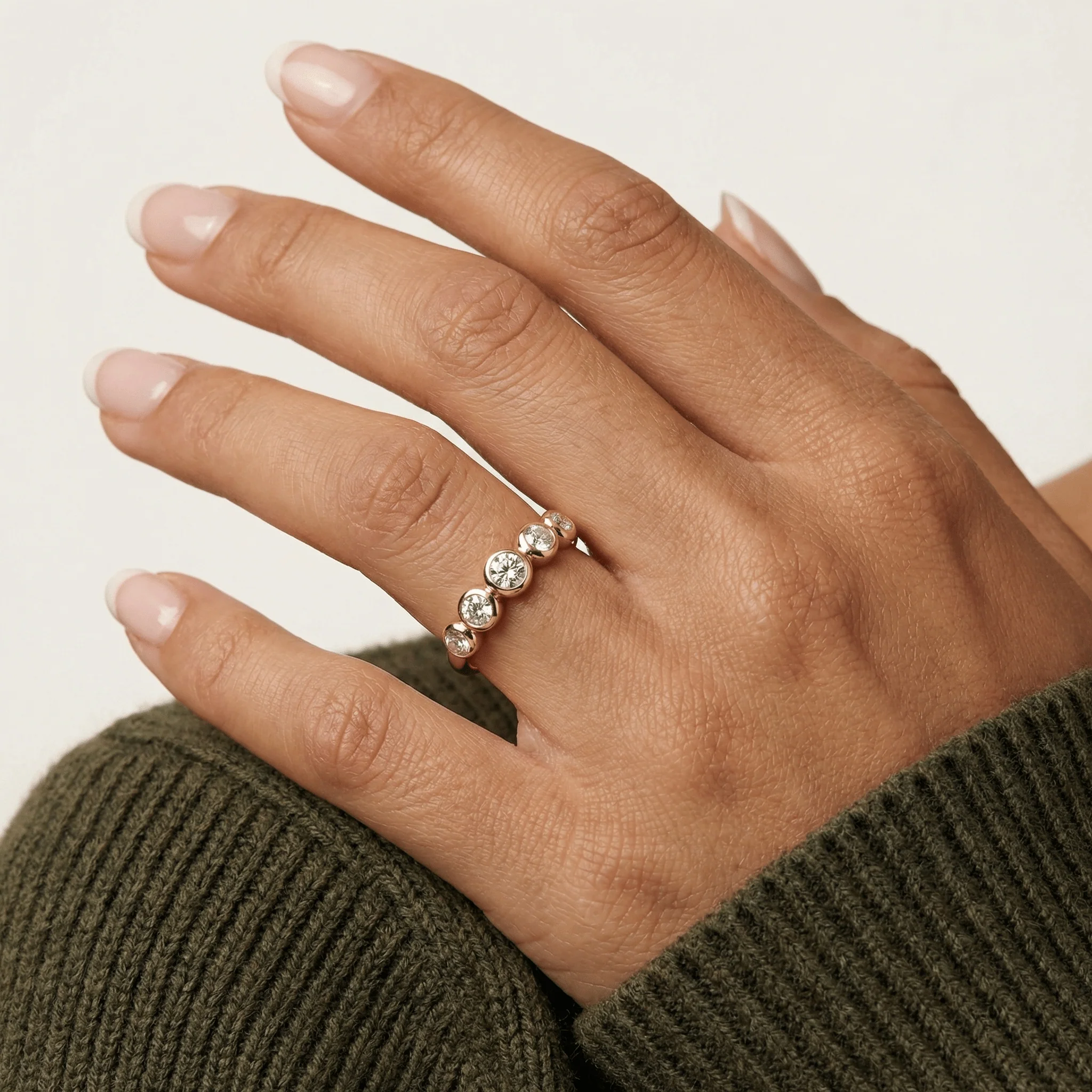 Lab Diamond Bubble Ring in Sterling Silver - Image 11