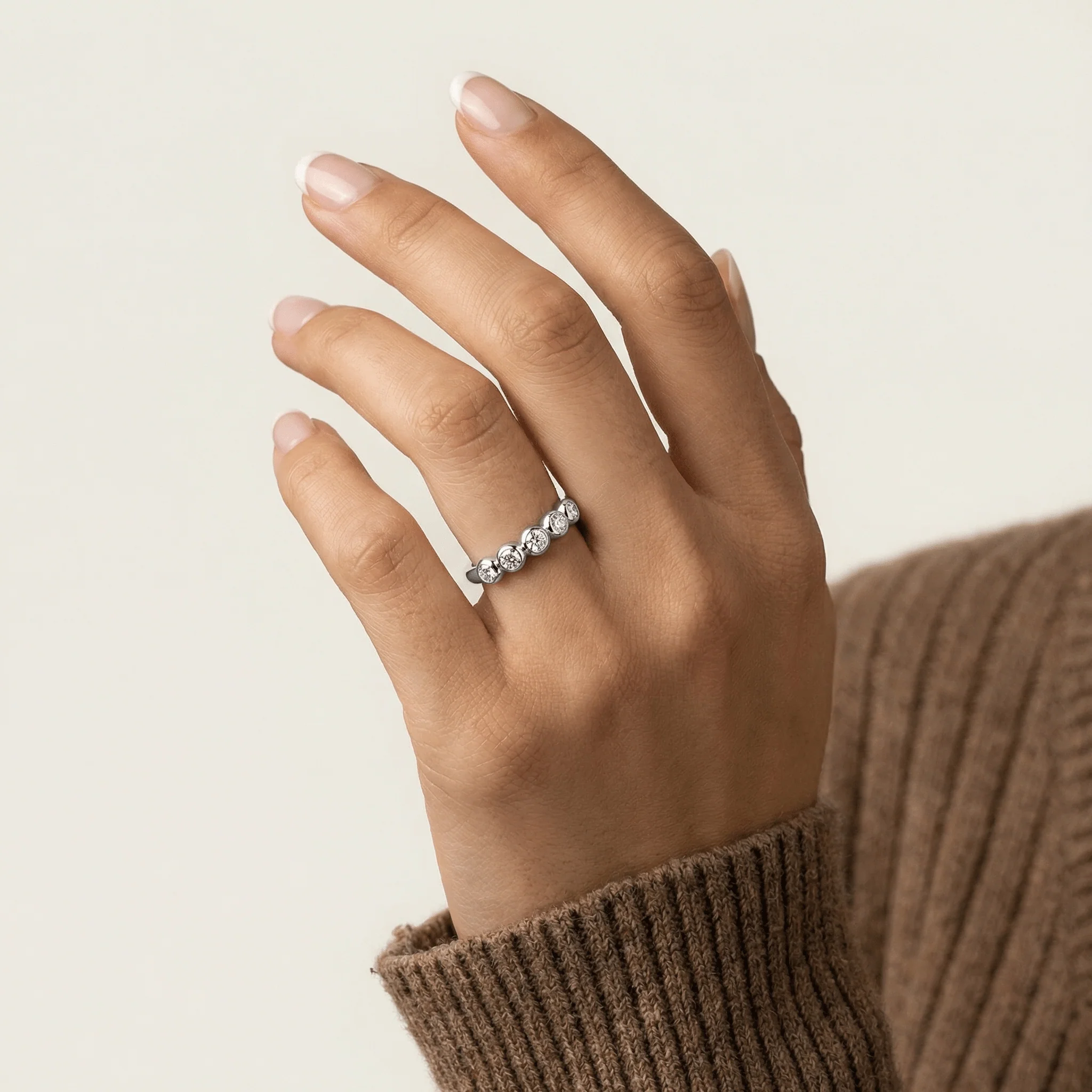 Lab Diamond Bubble Ring in Sterling Silver - Image 3