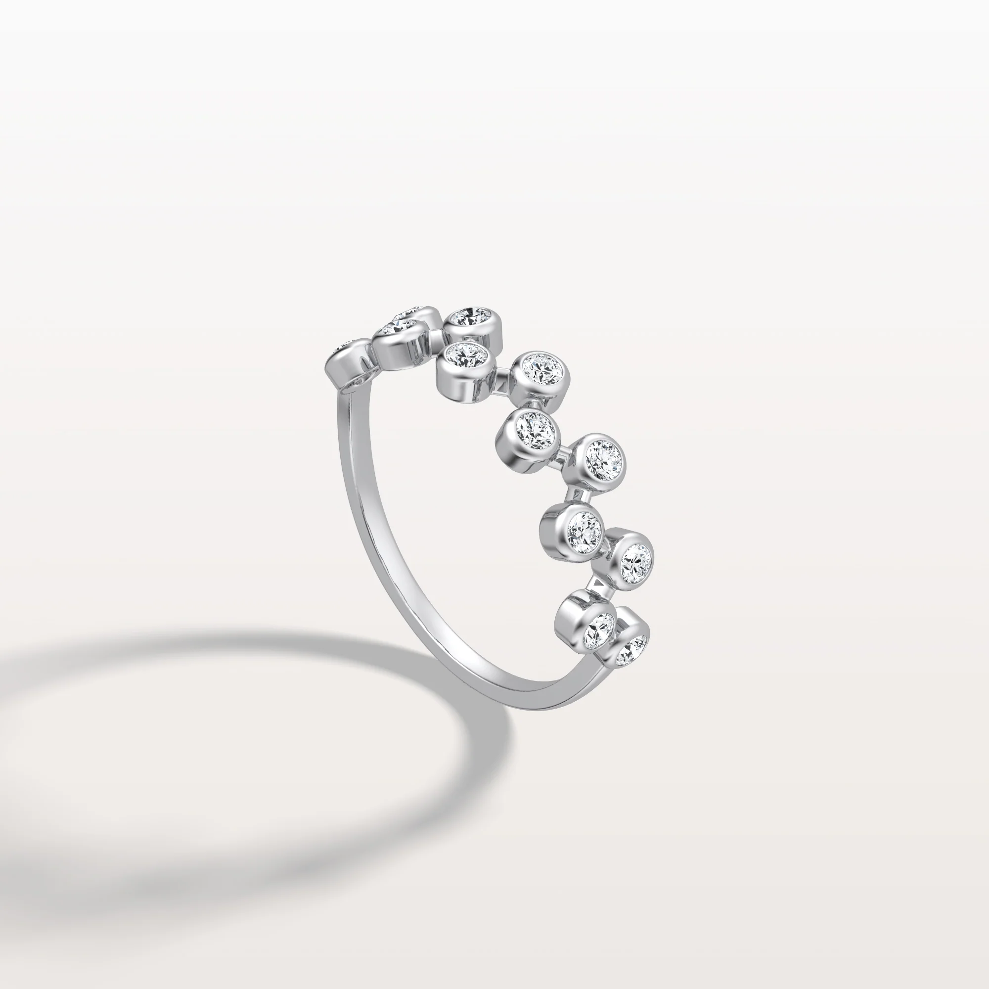 Lab Diamond Bubbles Bezel Seting Fashion Ring in 14K Solid Gold/Platinum - Image 26