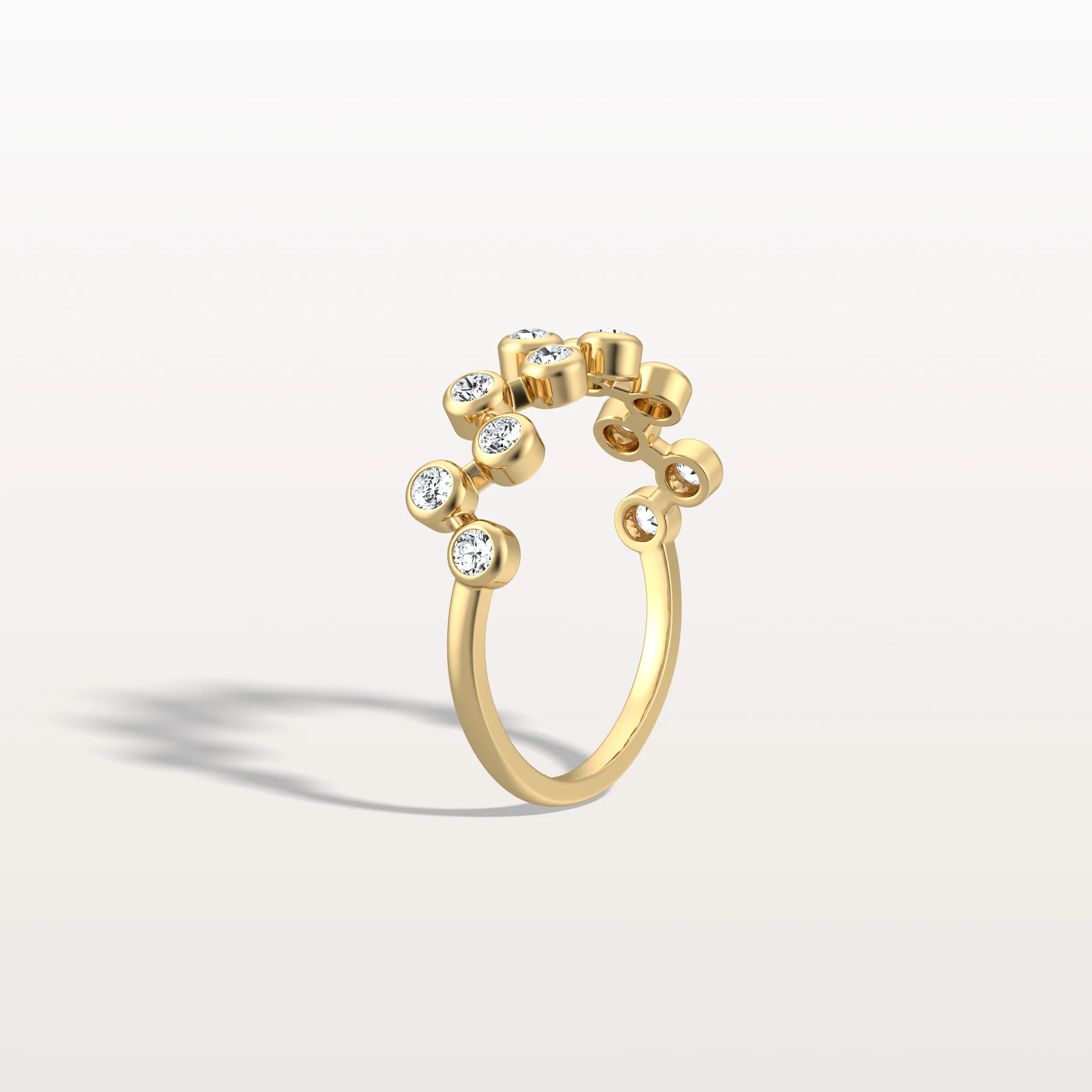 Lab Diamond Bubbles Bezel Seting Fashion Ring in 14K Solid Gold/Platinum - Image 5